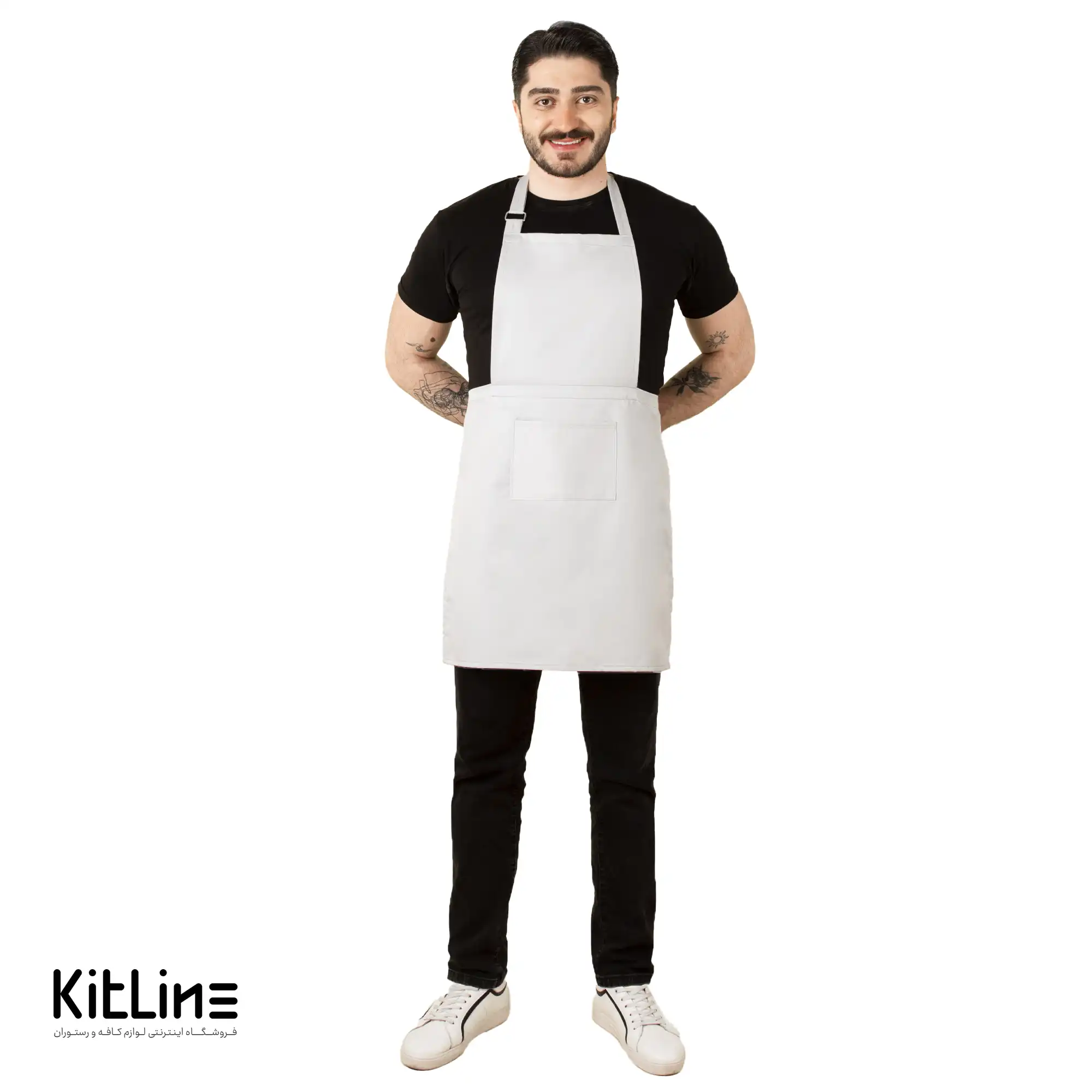 پیشبند پارچه کج راه طوسی روشن پوشاکو