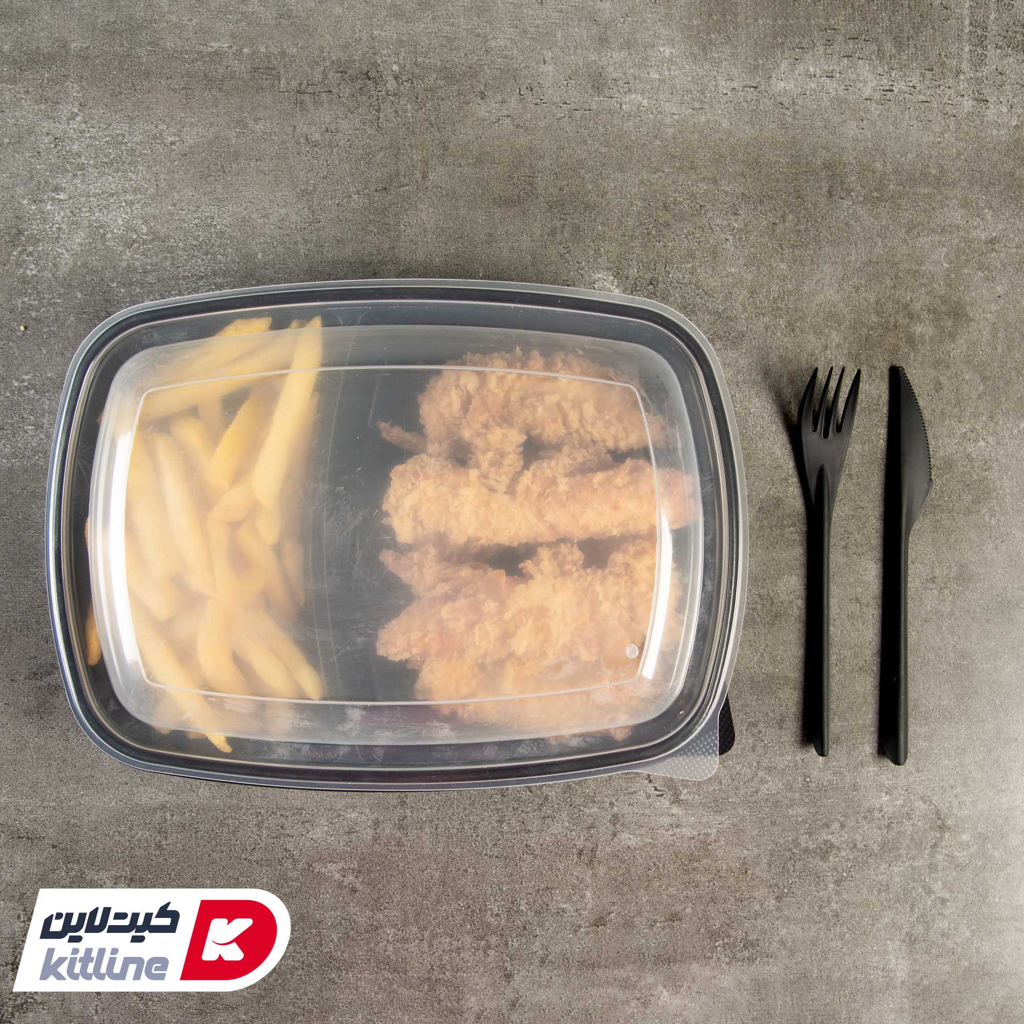 ظرف یکبار مصرف دو خانه ۴×۲۱×۲۸.۵ سانتیمتری مشکی همراه درب (کارتن ۱۵۰ عددی) - تصویر 6