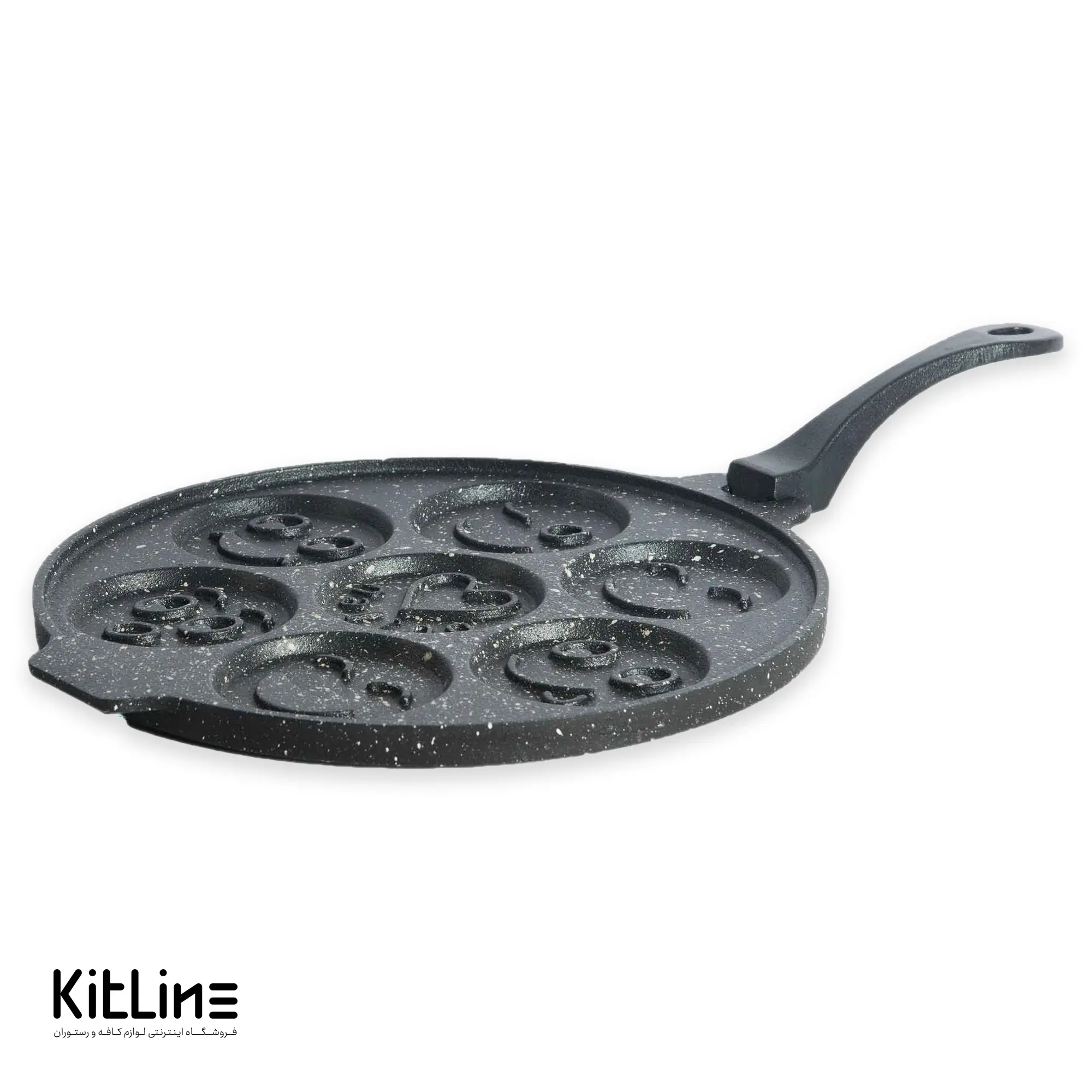 تابه پنکیک گرد چدنی ۳۰ سانتیمتری نالینو با قالب ایموجی