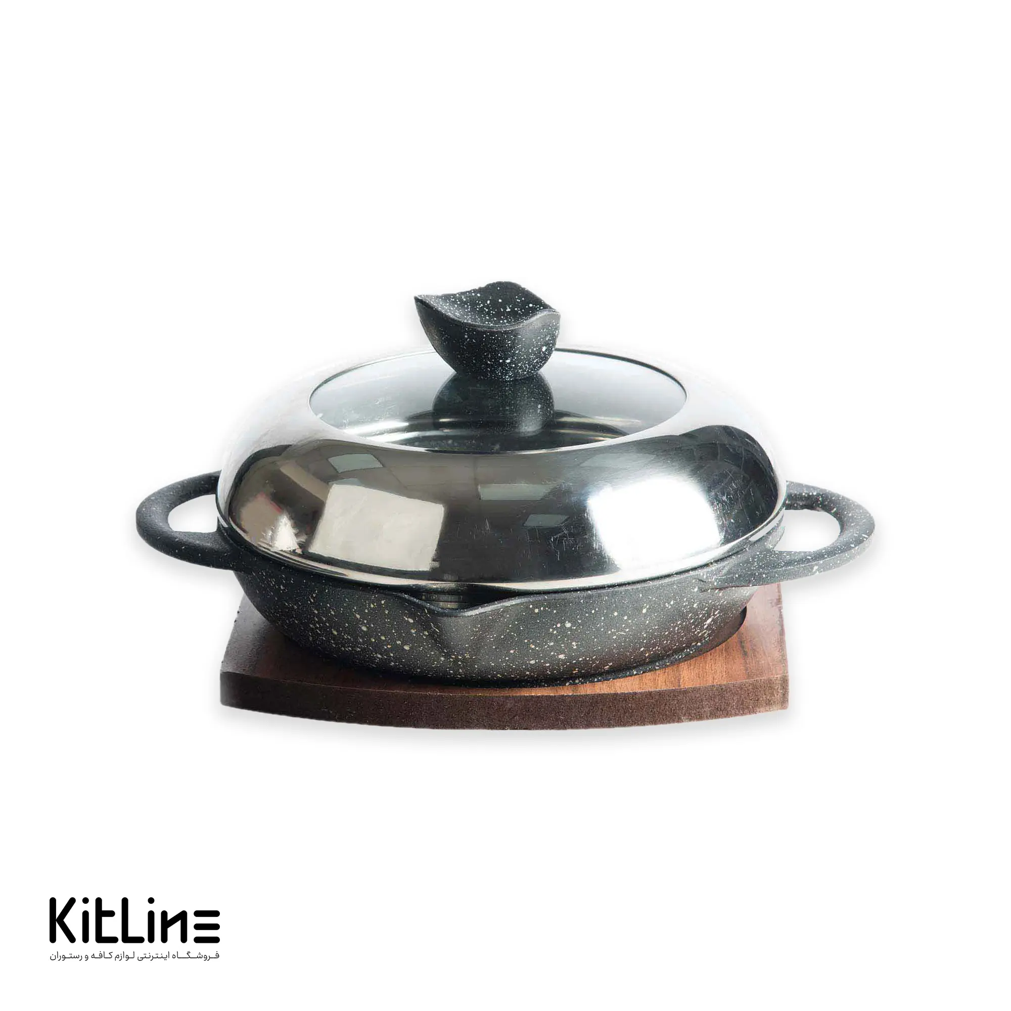 تابه گریل گرد چدنی ۲۴ سانتیمتری همراه با درب نالینو