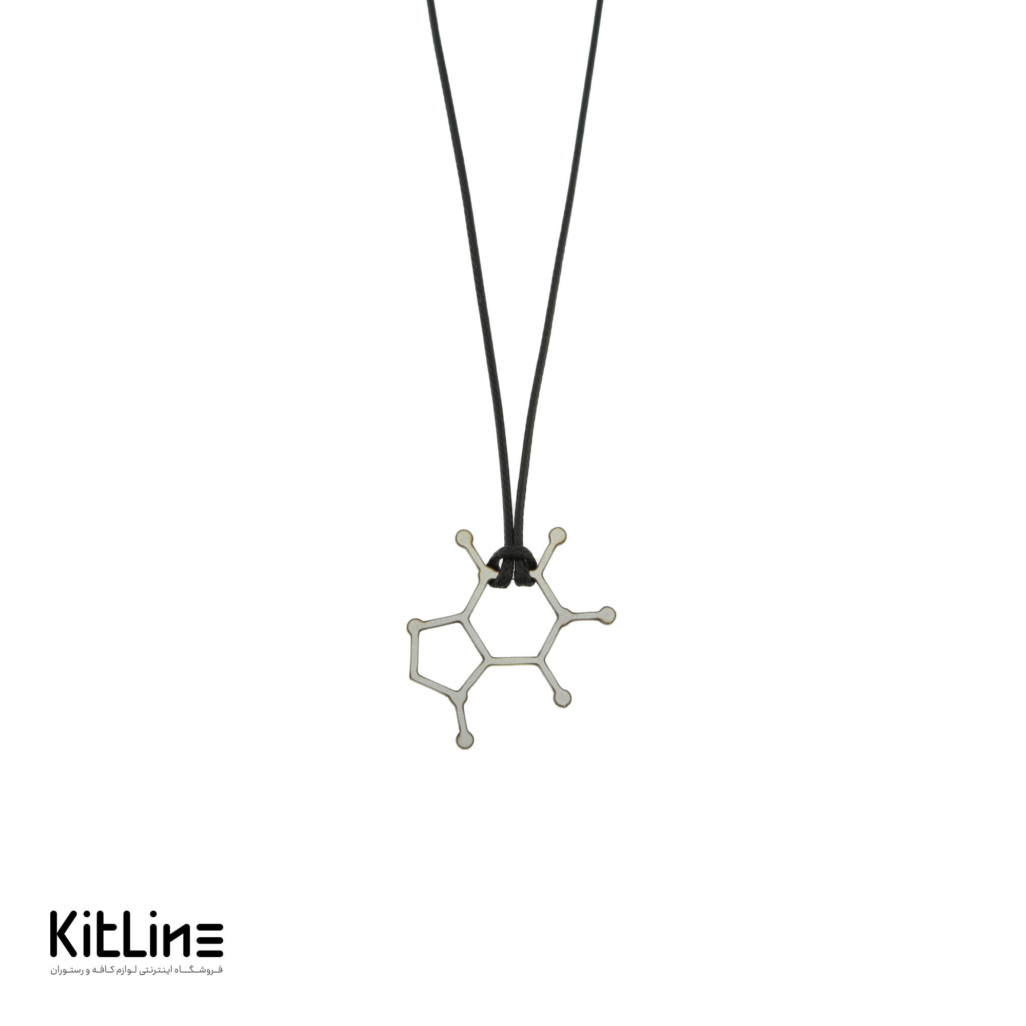 گردنبند بند چرمی با آویز استیل طرح فرمول کافئين