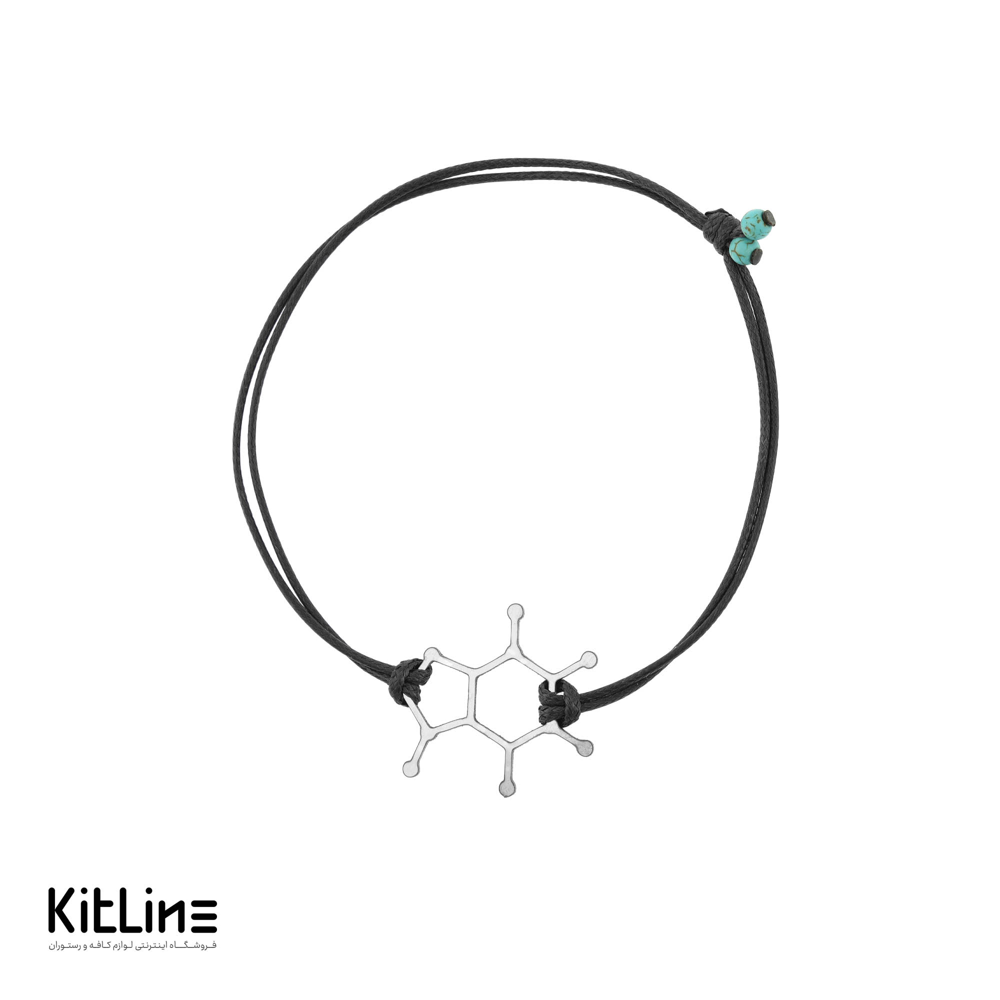 دستبند بند چرمی با پلاک استیل طرح فرمول کافئين