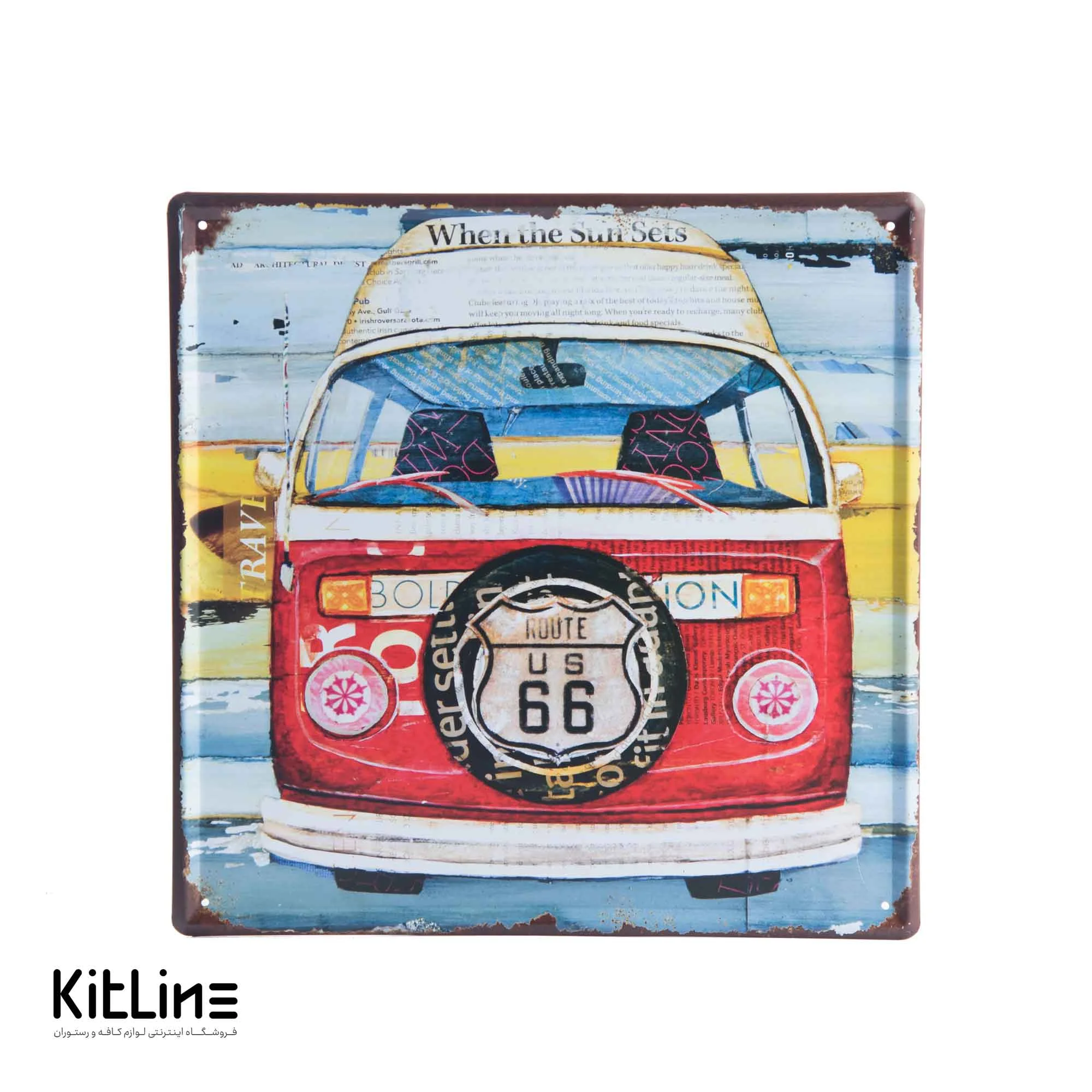 تابلو دیواری ۳۰×۳۰ سانتیمتری استیل طرح فولکس US66