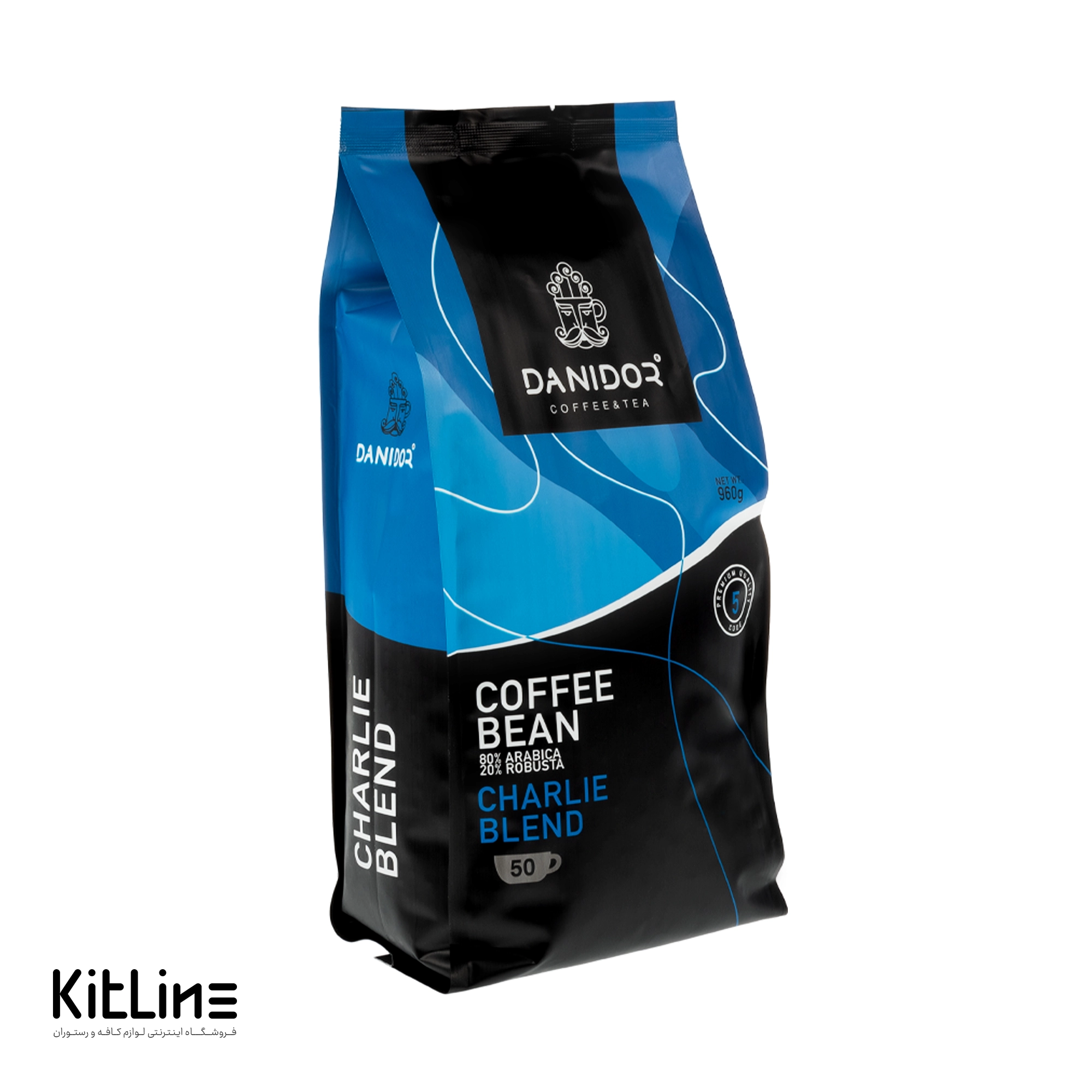دانه قهوه ۸۰٪‌ عربیکا ۲۰٪‌ روبوستا دانی در بلند چارلی ۹۶۰ گرمی