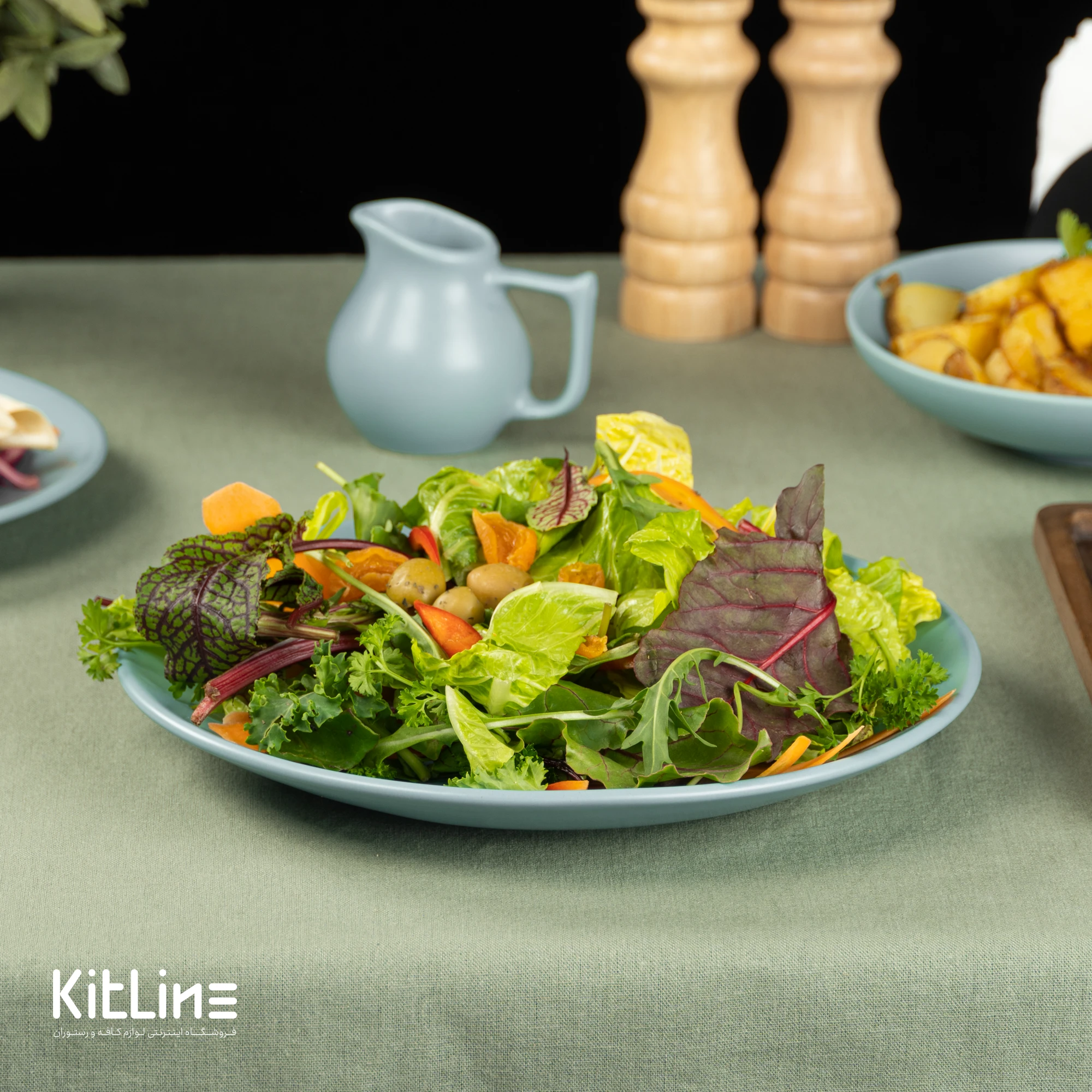 بشقاب تخت اوال سرامیکی ۲۵ سانتیمتری آبی - تصویر 7