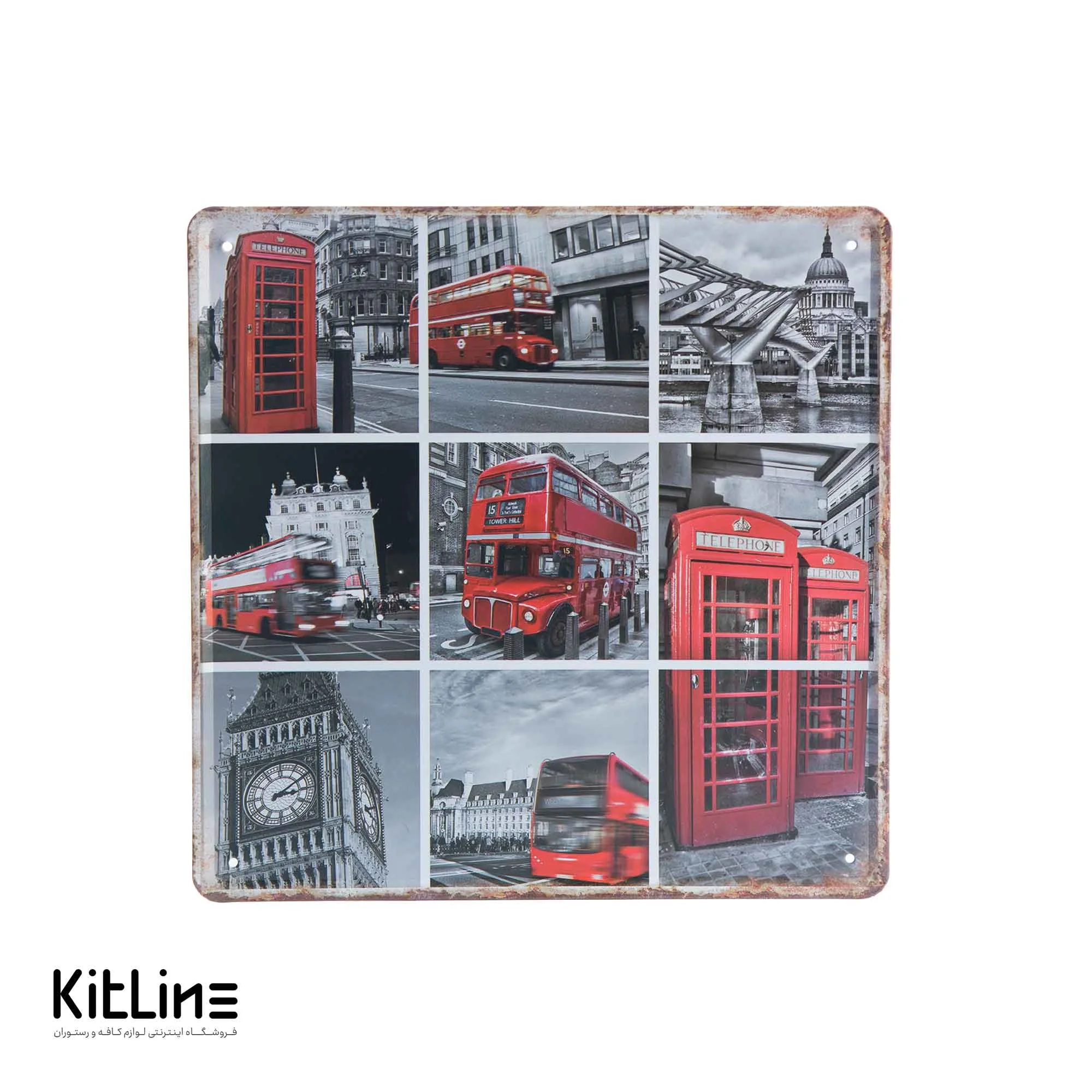تابلو دیواری ۳۰×۳۰ سانتیمتری استیل طرح کیوسک تلفن (Telephone)