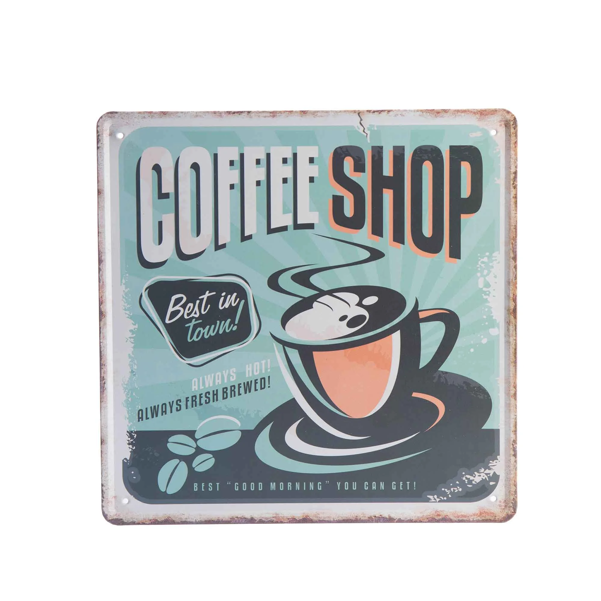 تابلو دیواری ۳۰×۳۰ سانتیمتری استیل طرح Coffee shop best in town