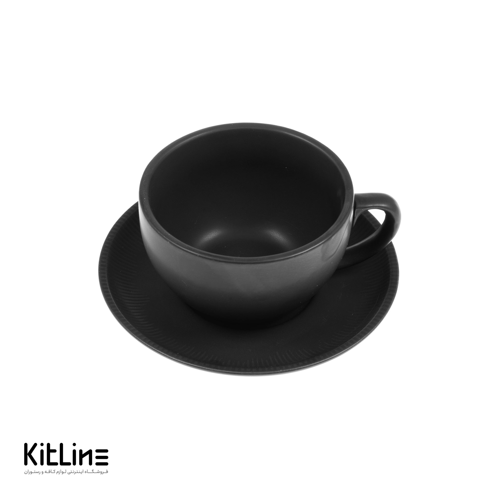 فنجان و نعلبکی استون ور ۲۸۰ میلی‌لیتری مشکی مات سوژیلیت (ست ۶ عددی)