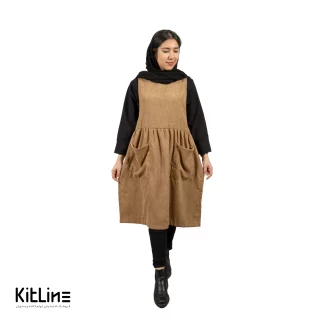 پیشبند چین دار زنانه کرم برند سارا فرم