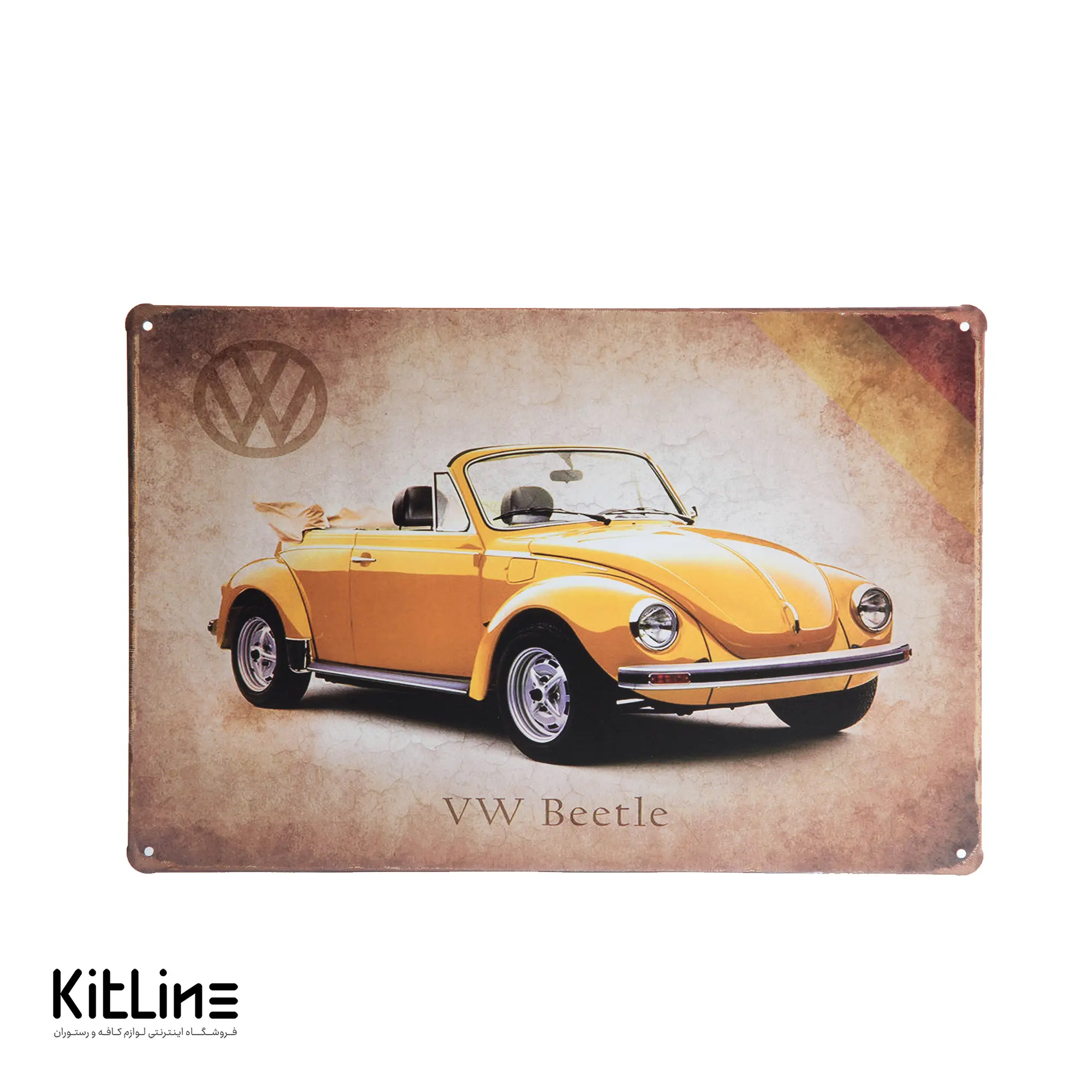 تابلو دیواری ۲۰×۳۰ سانتیمتری استیل طرح فولکس VW Beetle