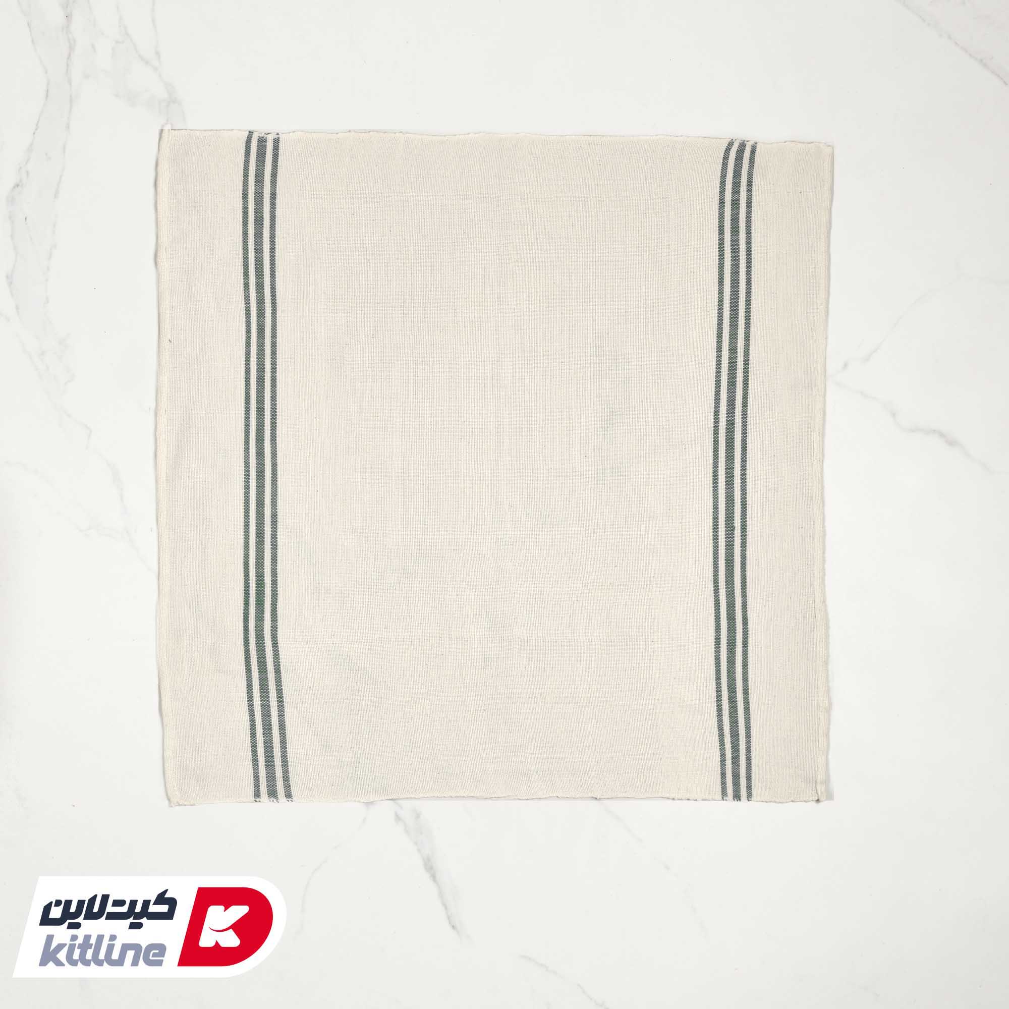 دستمال سرآشپز نخی دستباف حاشيه سبز