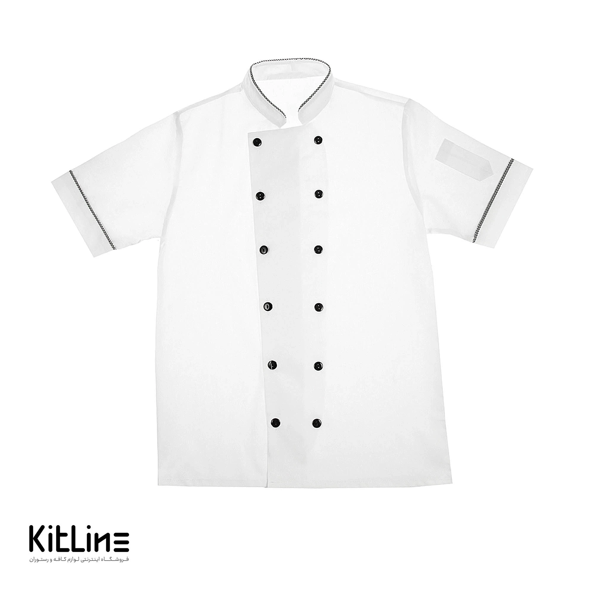 روپوش آستین کوتاه سفيد مغزی چهارخانه تک فرم مدل لیما - تصویر 3