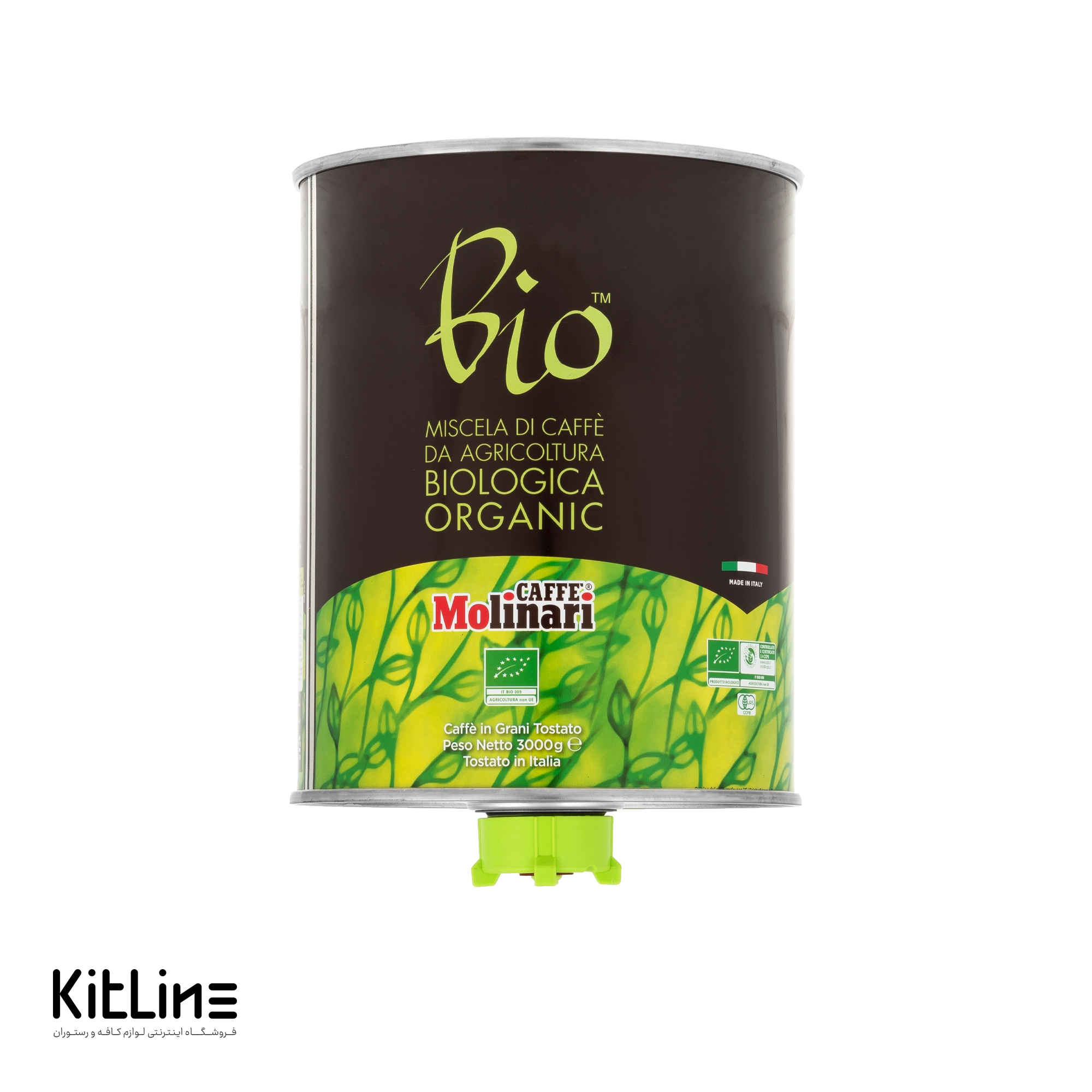 دانه قهوه ۸۰٪ عربیکا ۲۰٪ روبوستا تاپ بلند بایو مولیناری ۳ کیلوگرمی