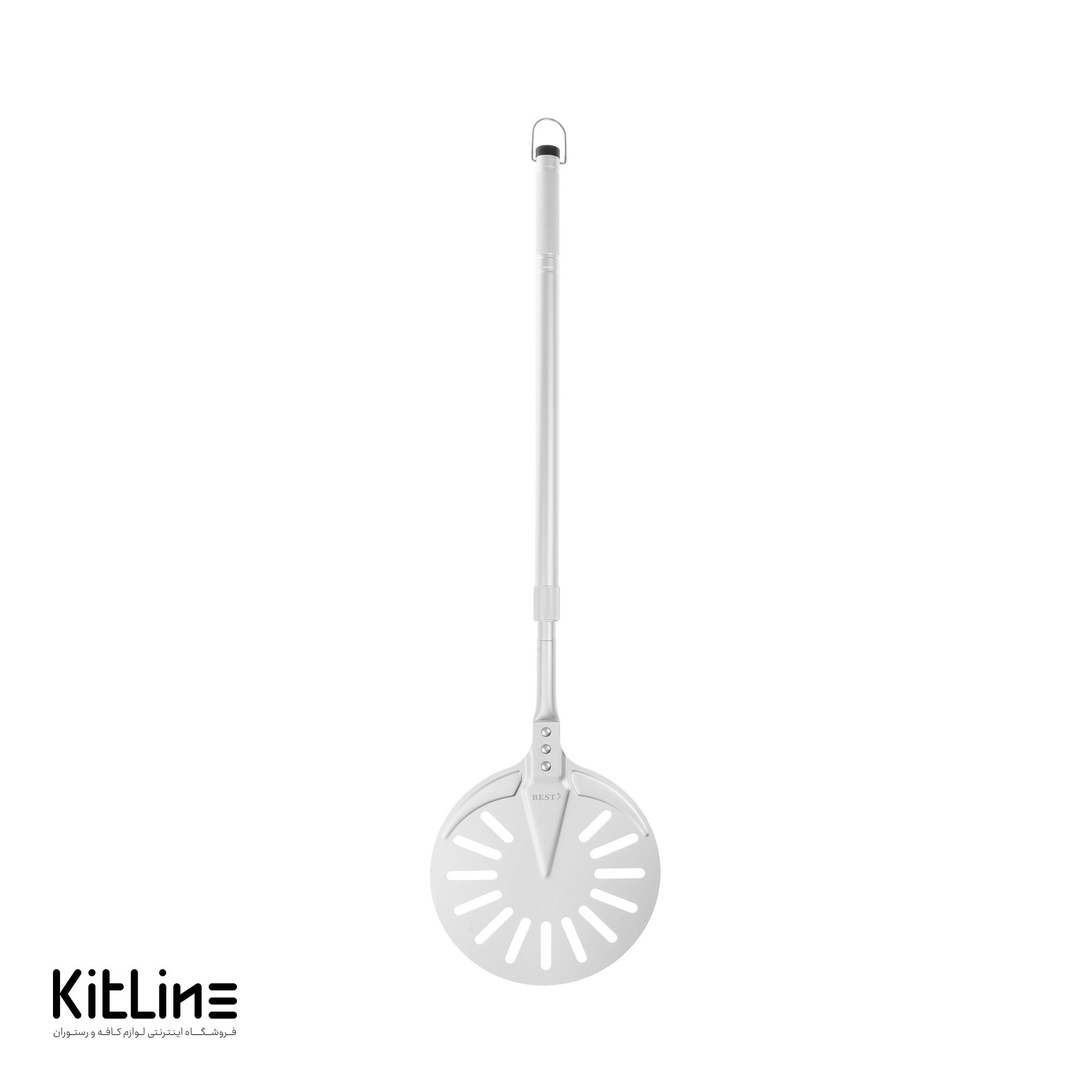 پارو پیتزا پانچ آلومینیومی گرد کف ۲۳، دسته تلسکوپی ۹۵ سانتیمتری بست (BEST)