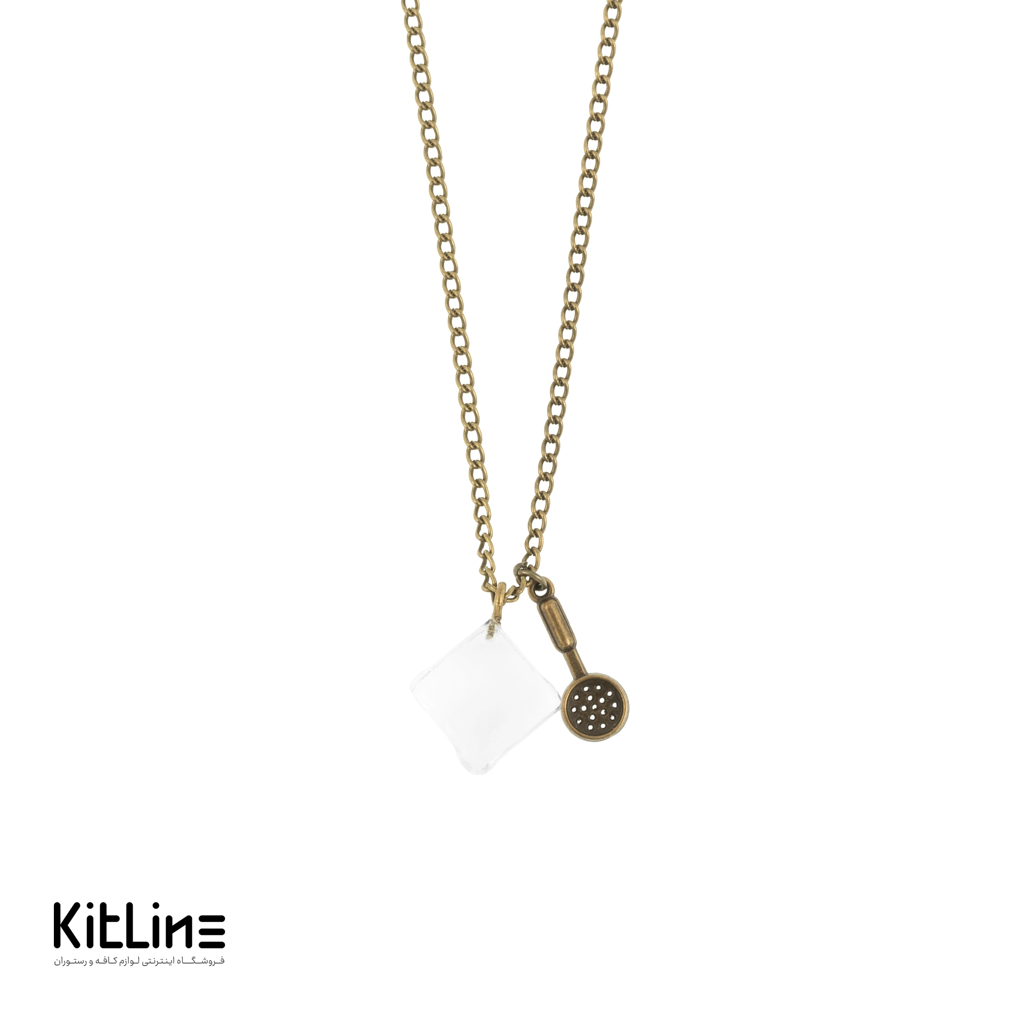 گردنبند بند زنجیری با آویز آرت طرح کیوب یخ پلاس
