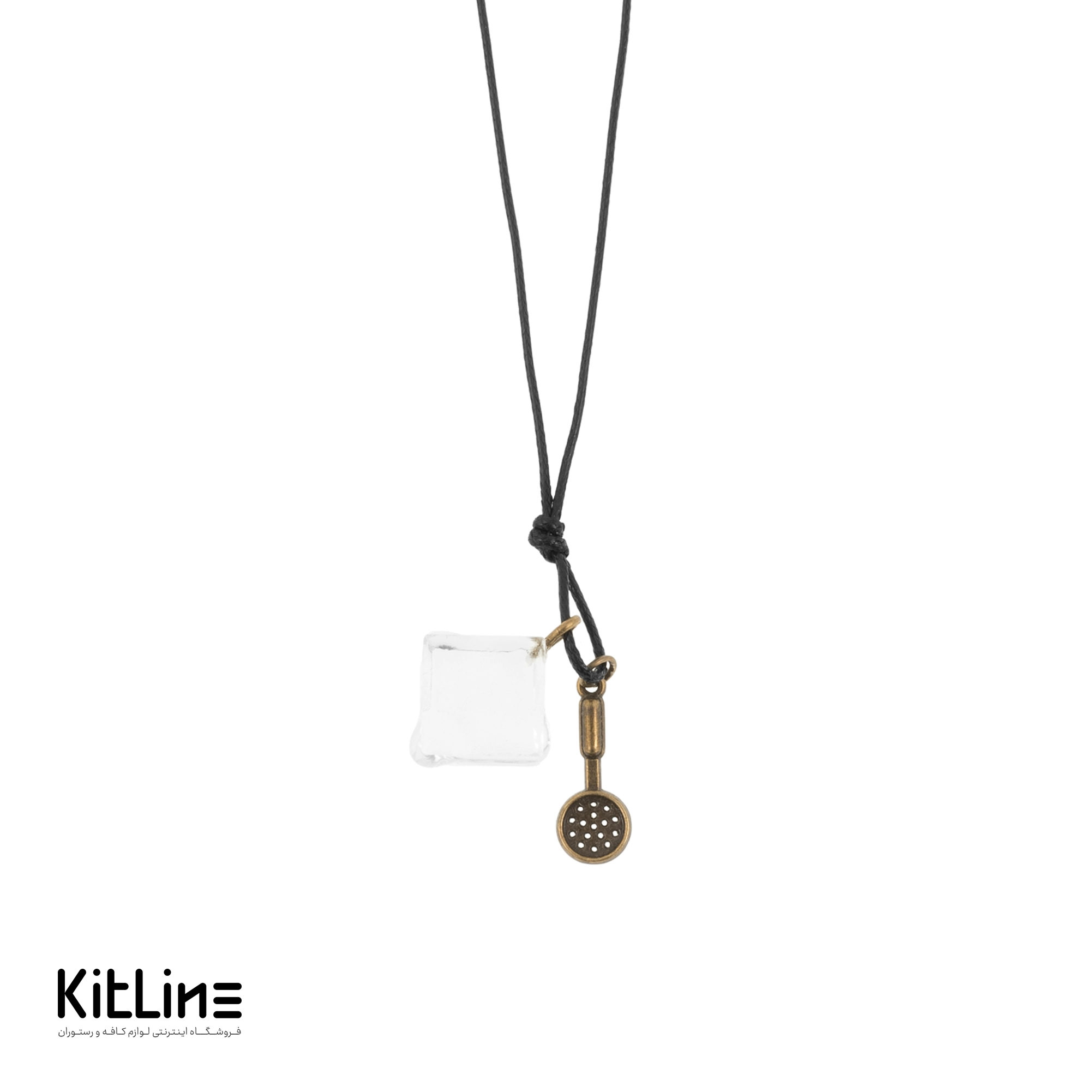 گردنبند بند چرمی با آویز آرت طرح کیوب یخ پلاس