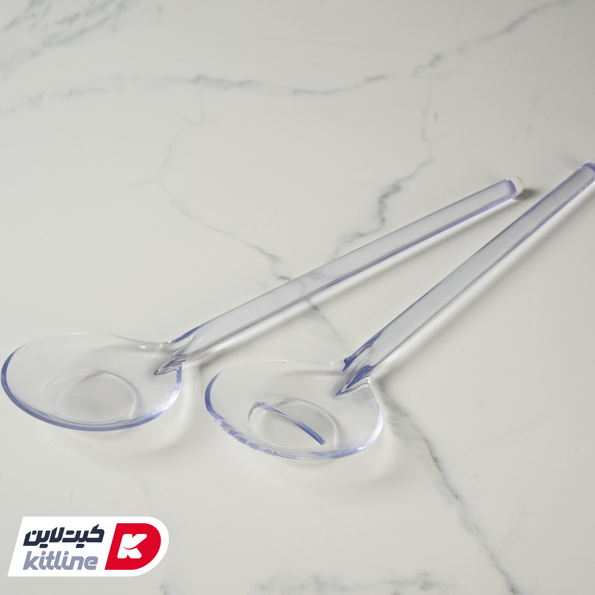 قاشق و چنگال سرو پلی استایرن کریستال ۳۹ سانتیمتری