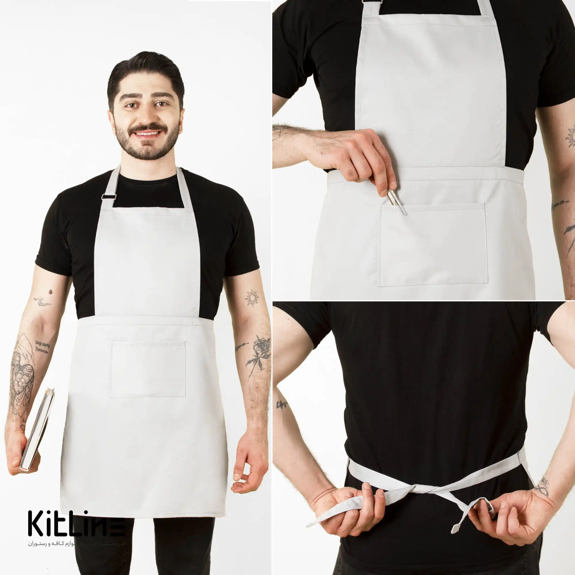 پیشبند پارچه کج راه طوسی روشن پوشاکو - تصویر 4