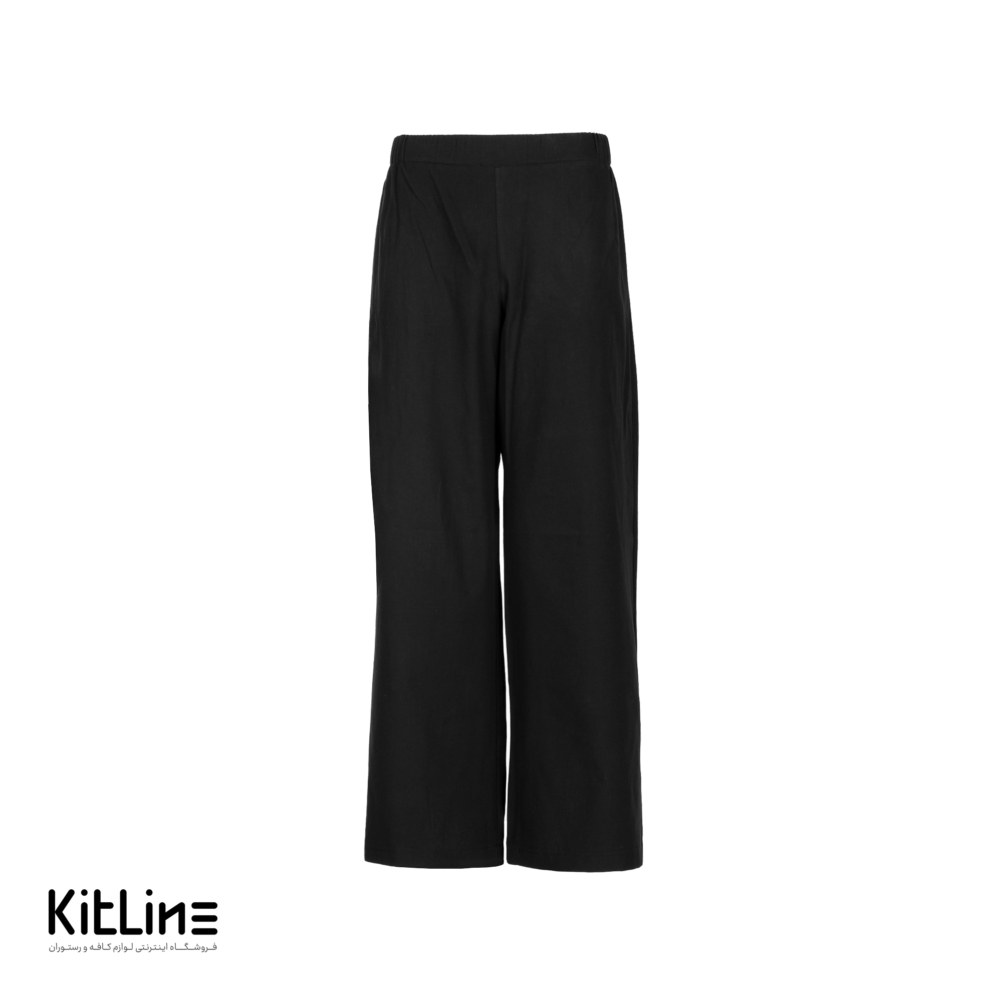 شلوار کمرکش کتان مشکی S.R - تصویر 2