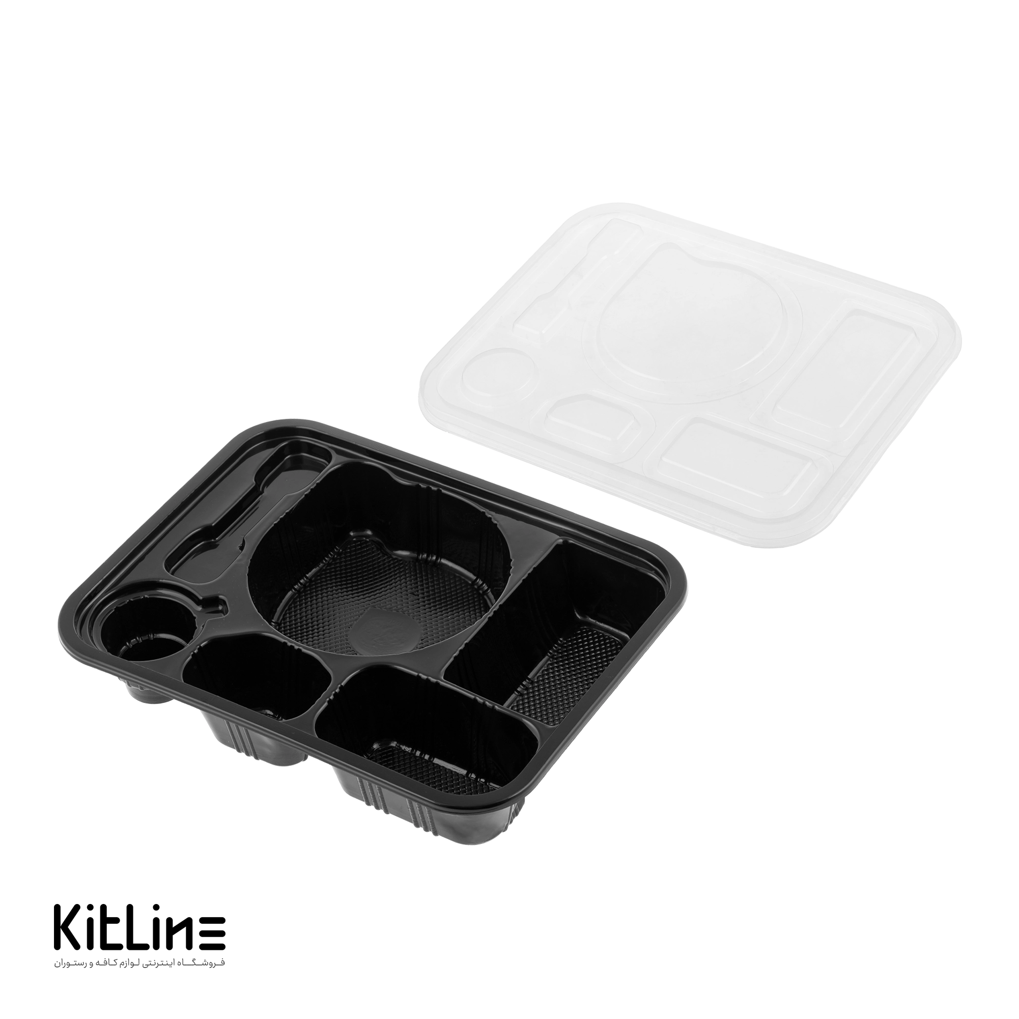 ظرف یکبار مصرف شش خانه ۲۳×۳۰ سانتیمتری مشکی همراه در شفاف (کارتن ۱۰۰ عددی) - تصویر 3