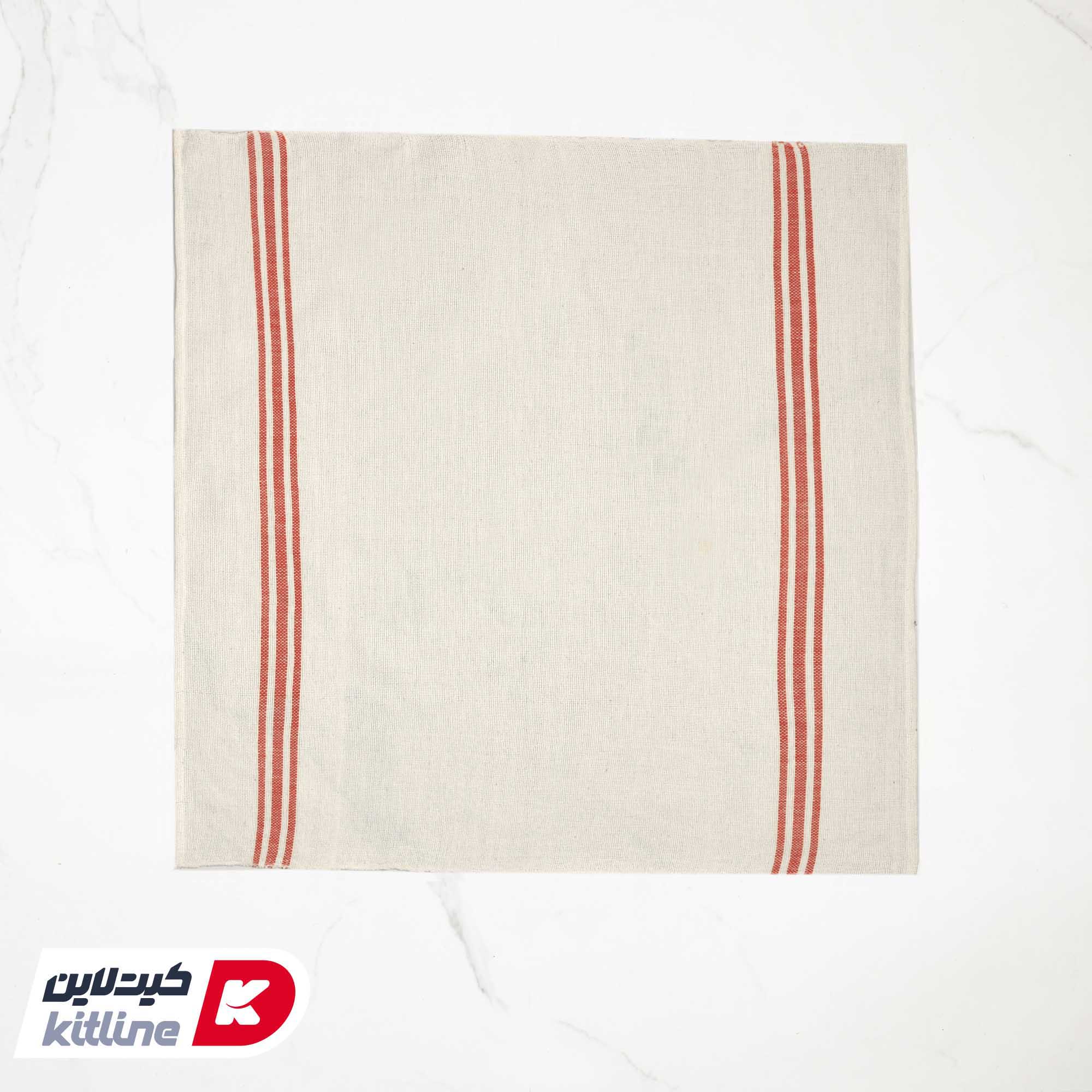 دستمال سرآشپز دستباف نخی حاشيه قرمز