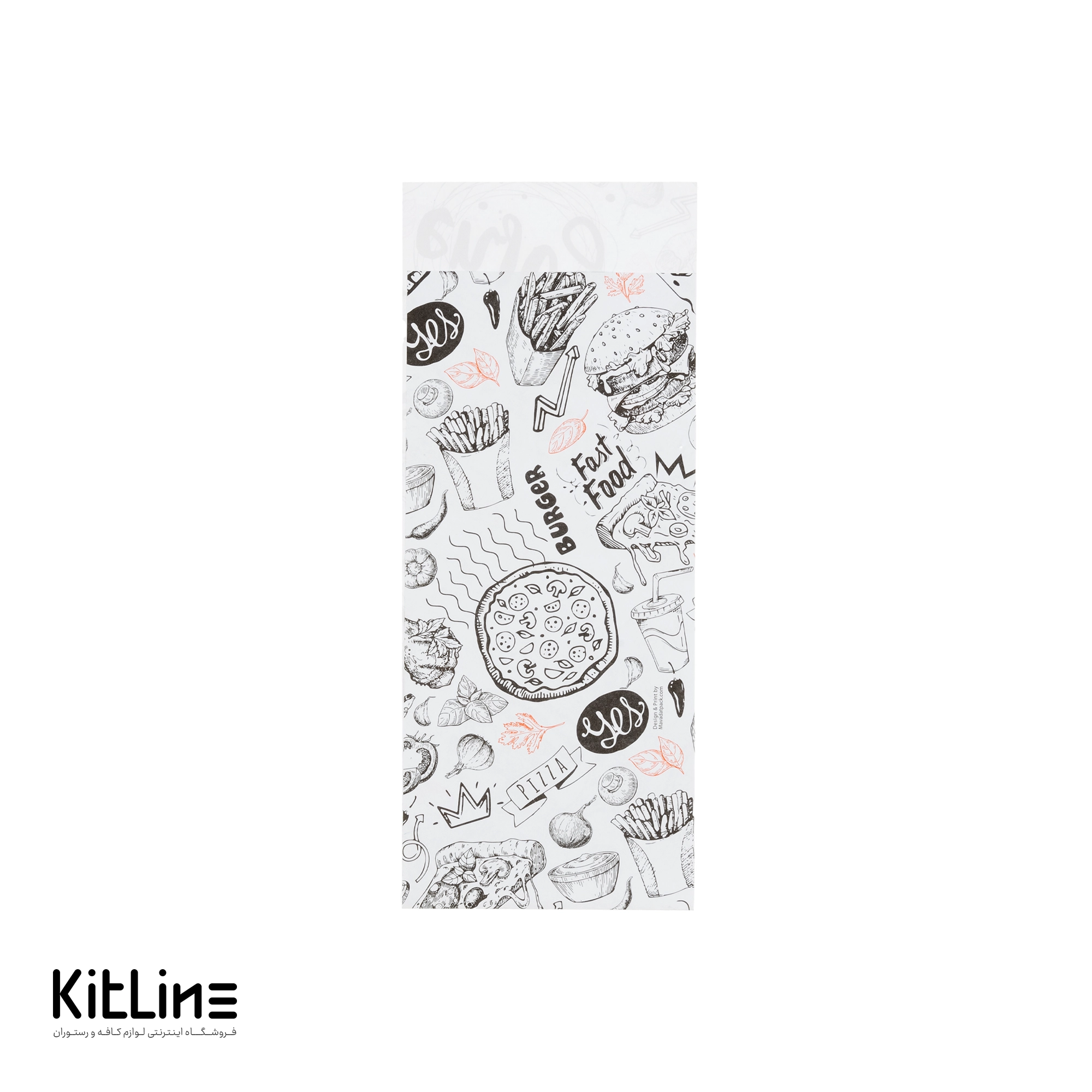 پاکت یکبار مصرف کاغذی قاشق و چنگال ۱۰×۲۴ سانتیمتری طرح رگباری نارنجی و مشکی (کارتن ۲۵۰ عددی) - تصویر 4