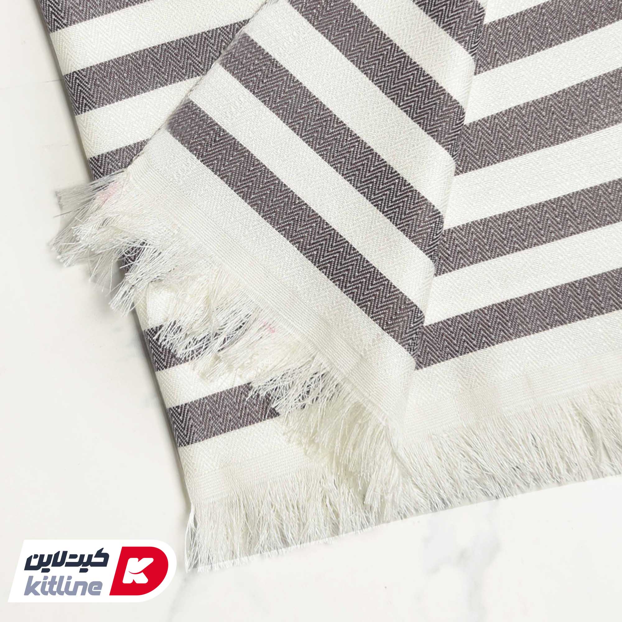 دستمال دستباف راه راه قهوه ای - تصویر 3