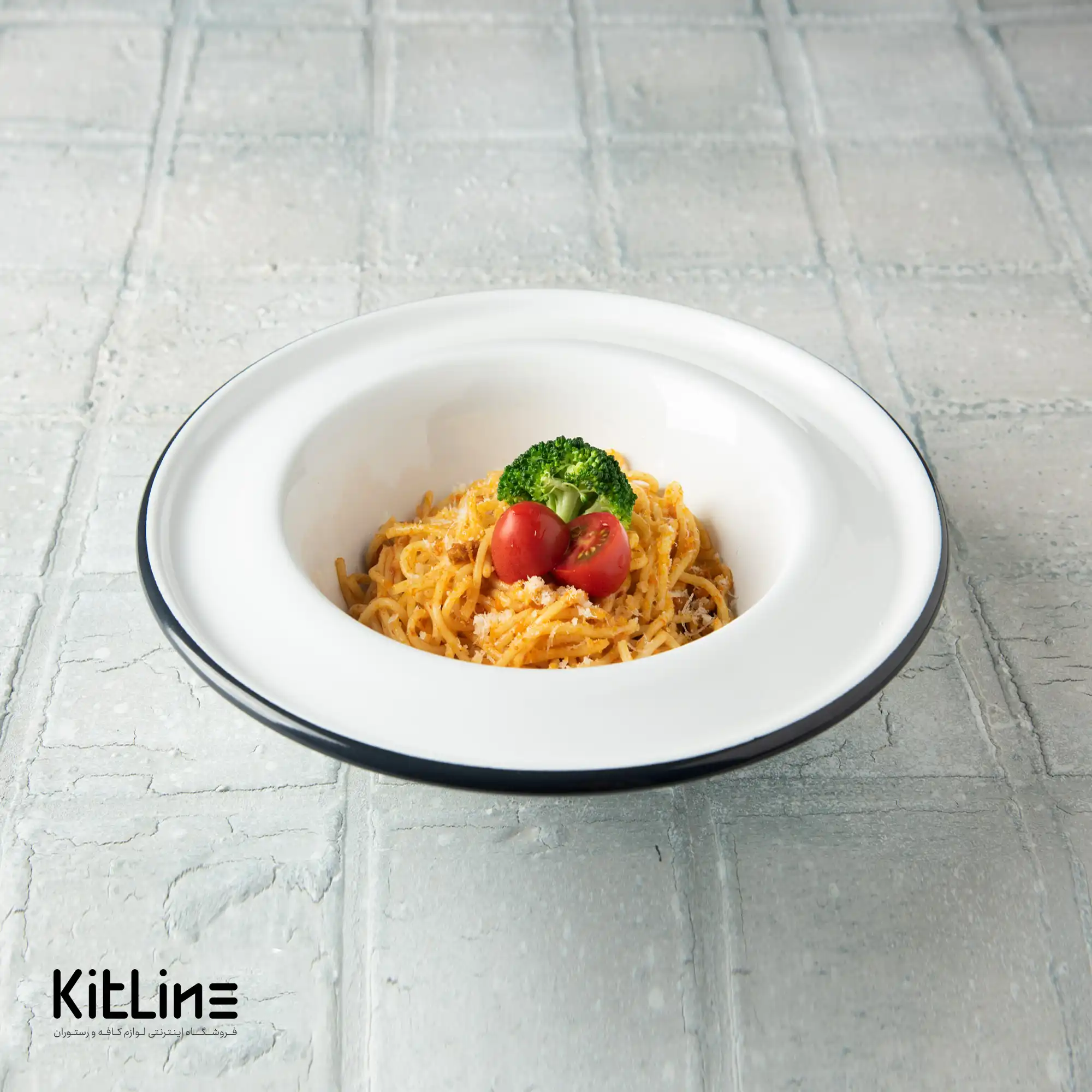 ظرف پاستا خوری لعابی ۲۵ سانتیمتری سفید بنشاد - تصویر 3