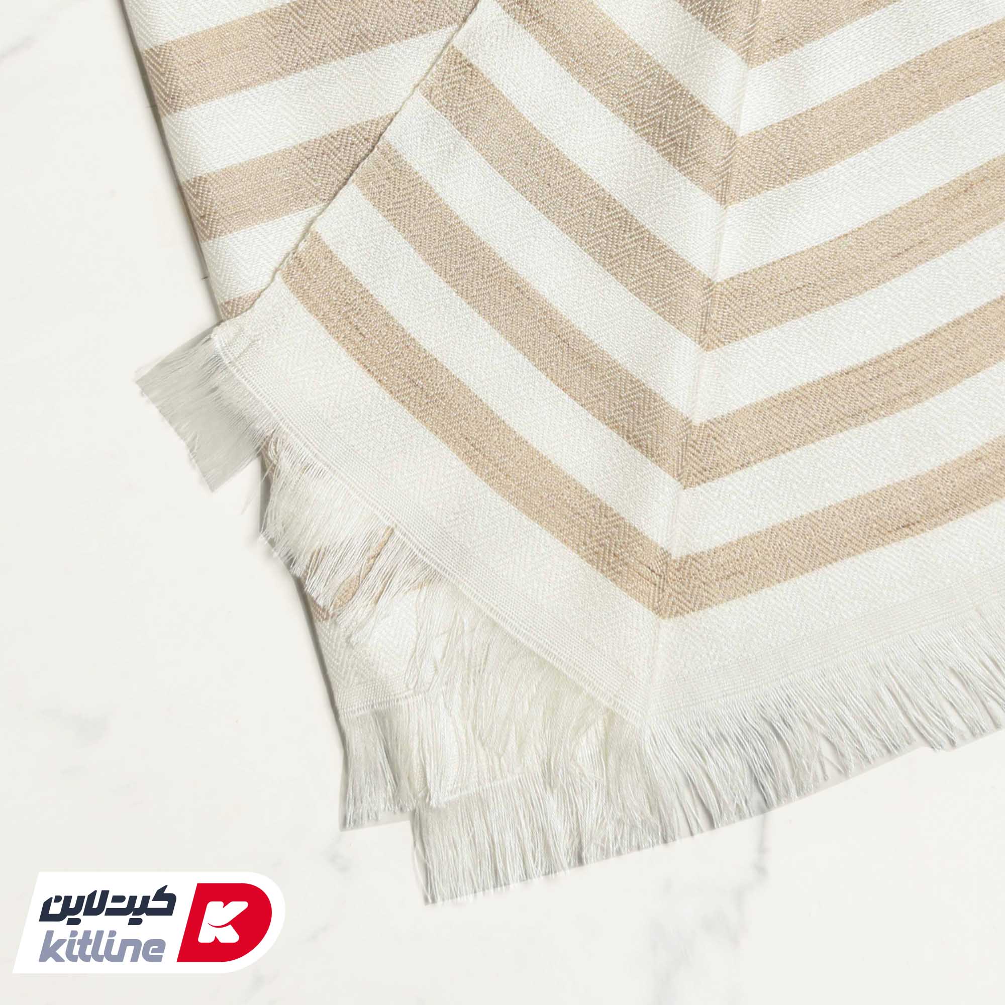 دستمال دستباف راه راه کرم - تصویر 3