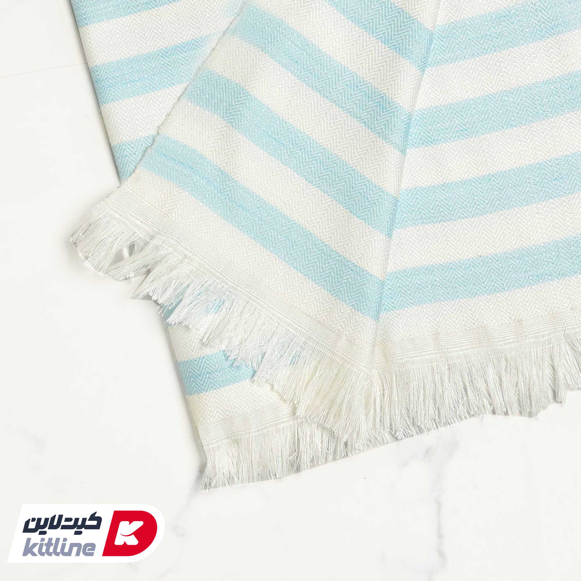 دستمال دستباف راه راه آبی - تصویر 3