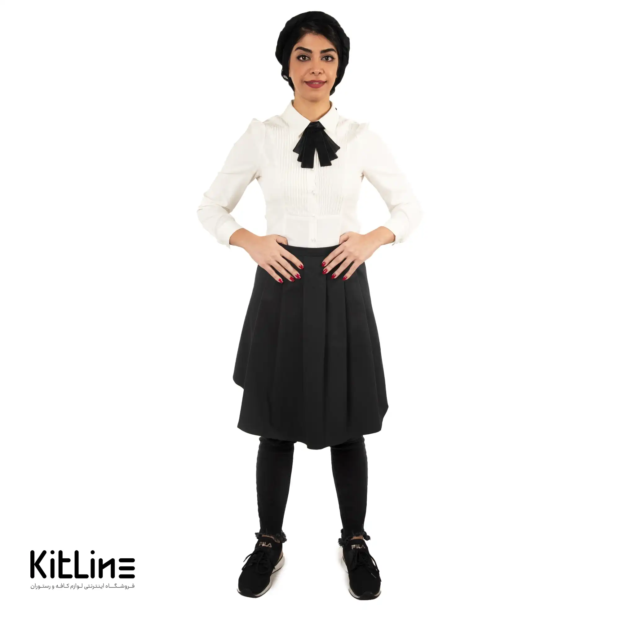 نیم پیشبند مشکی دو جیب دامنی کیوان