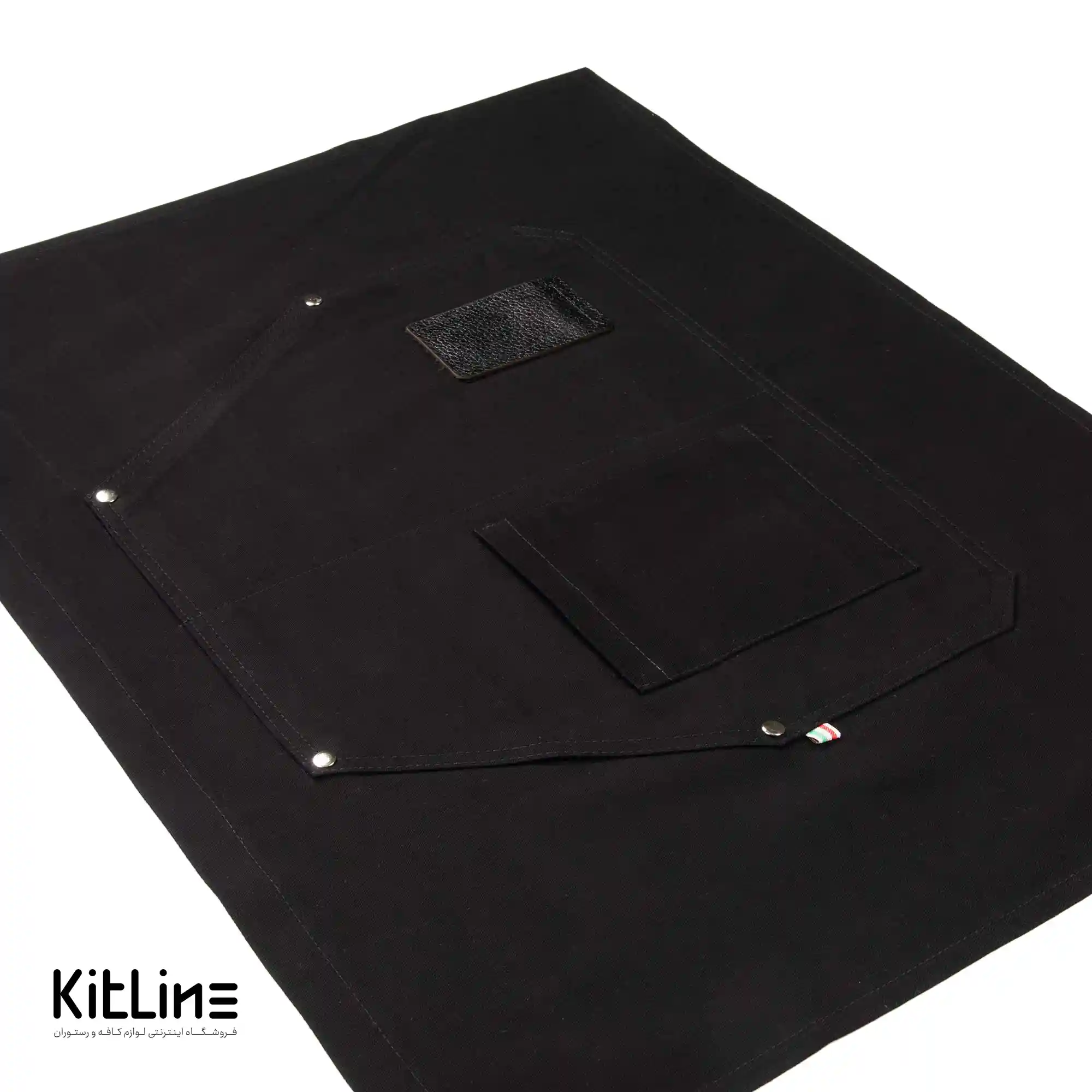 نیم پیشبند کتان کجراه ۳ جیب مشکی - تصویر 3