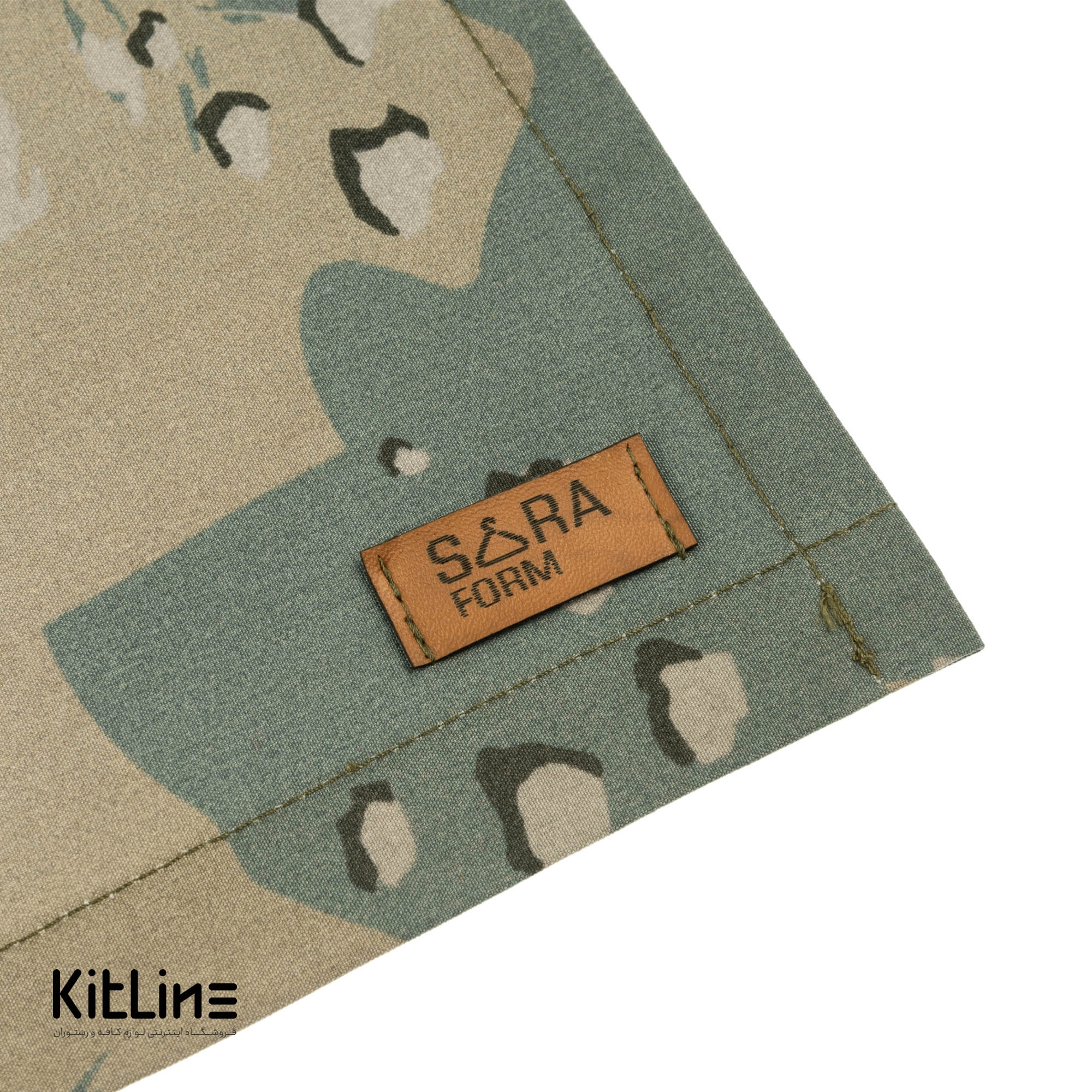 نيم پيشبند کتان سبز سدری طرح دار - تصویر 4