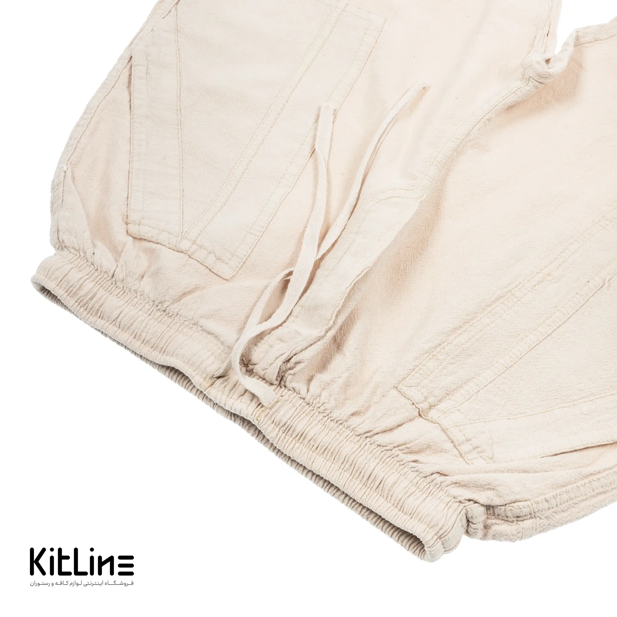 شلوار لینن کرم سارا فرم - تصویر 3