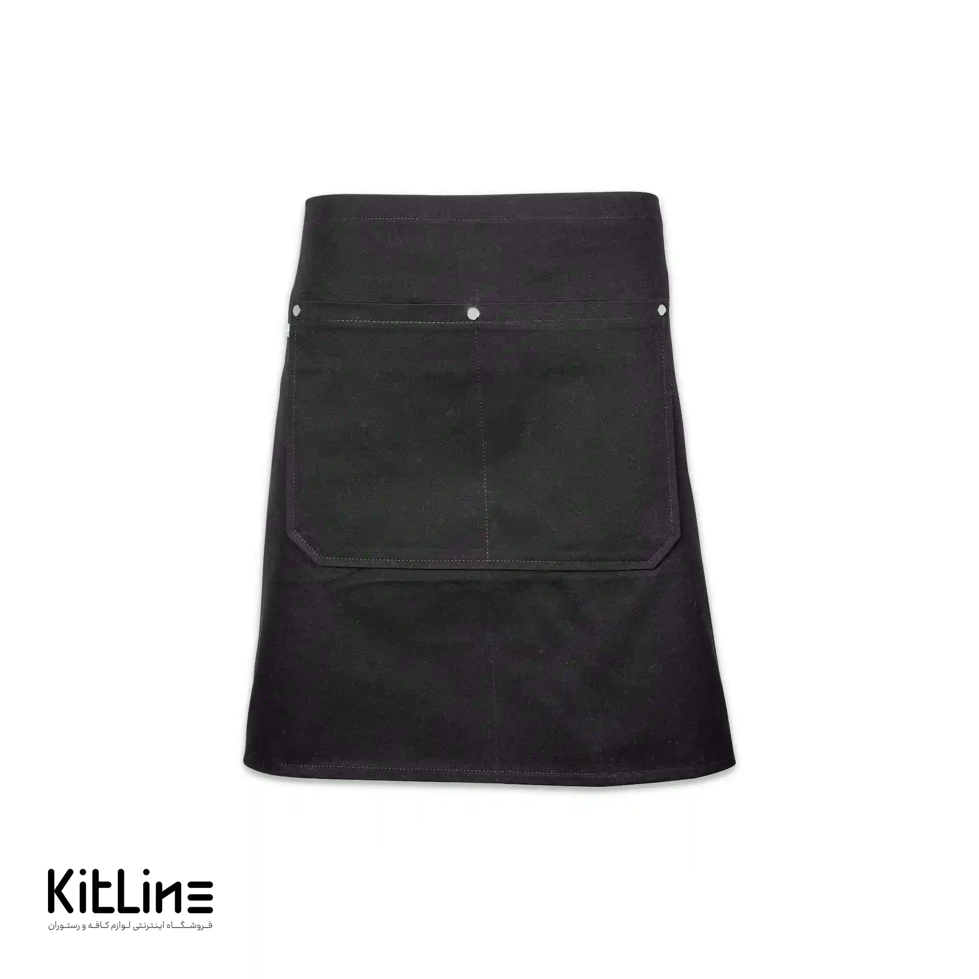 نيم پيشبند کتان کجراه ۲ جیب مشکی کیوان - تصویر 2