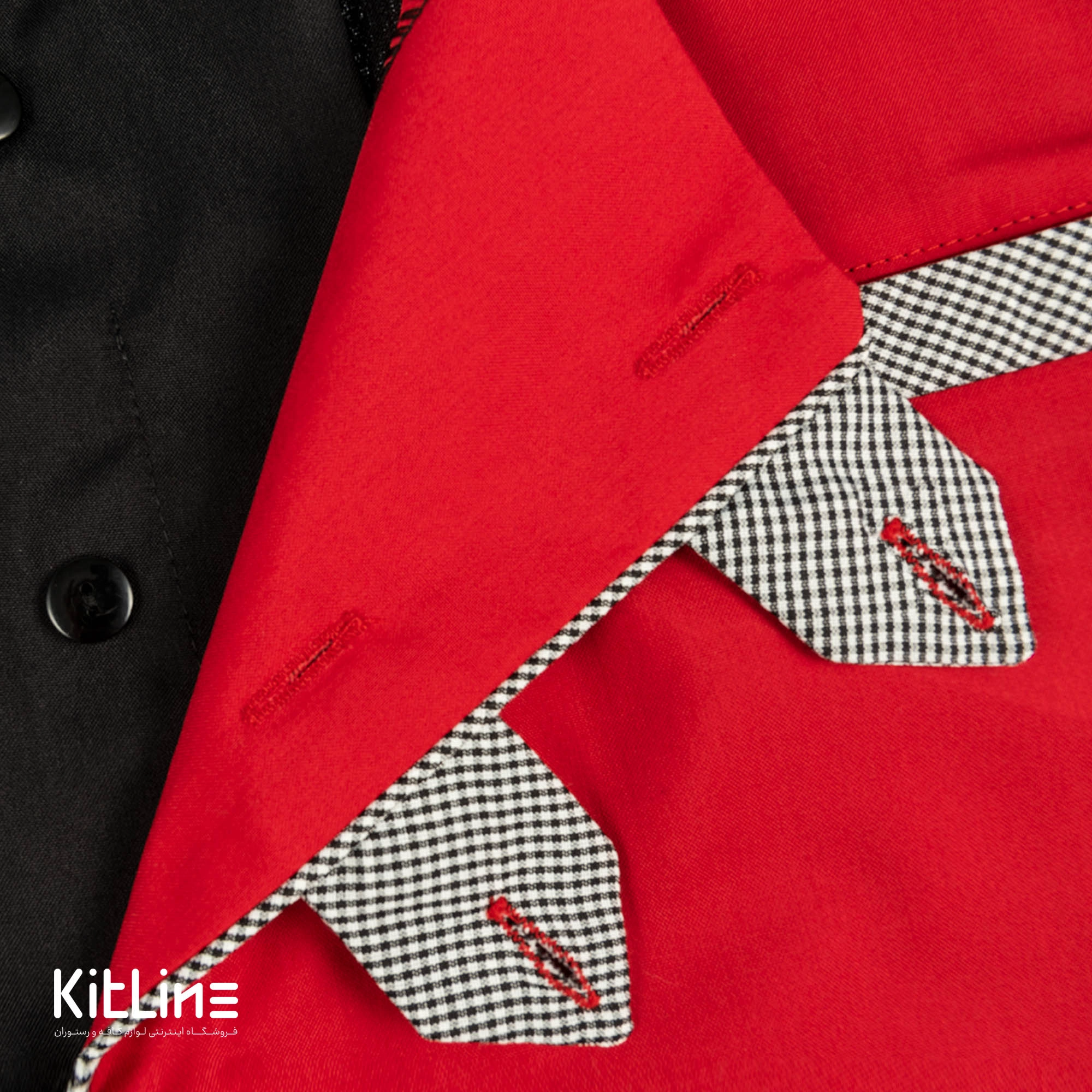 روپوش آستین کوتاه مشکی خرج کار قرمز تک فرم مدل آراد - تصویر 6
