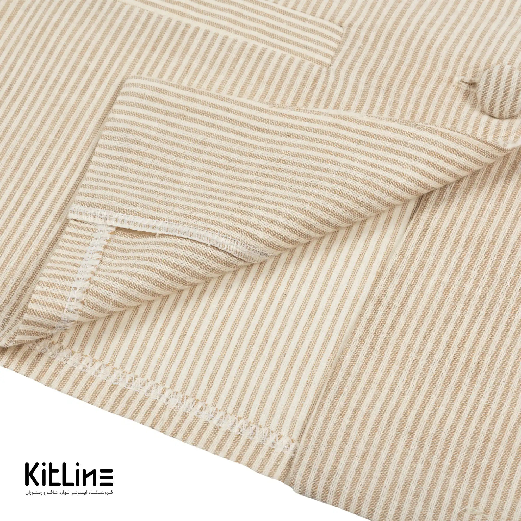 جلیقه لینن راه راه رنگ کرم برند S.R - تصویر 3