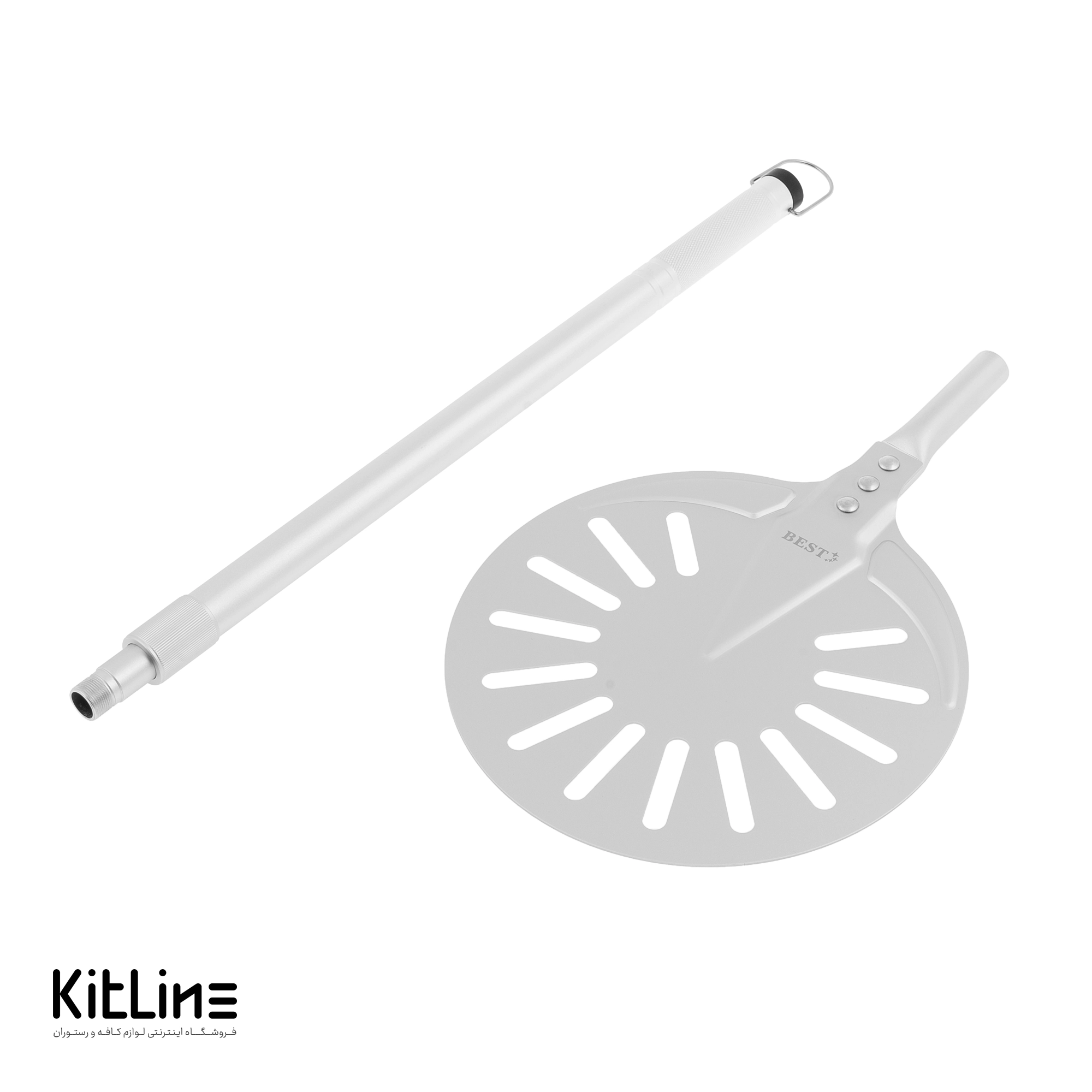 پارو پیتزا پانچ آلومینیومی گرد کف ۲۳، دسته تلسکوپی ۹۵ سانتیمتری بست (BEST) - تصویر 6