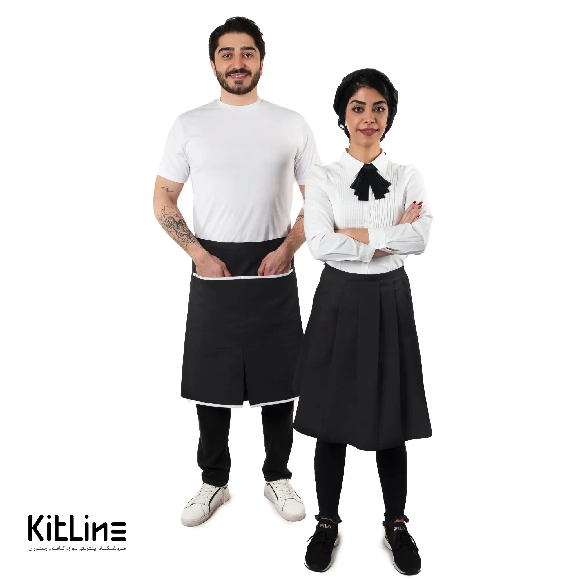 نیم پیشبند مشکی دو جیب دامنی کیوان - تصویر 4