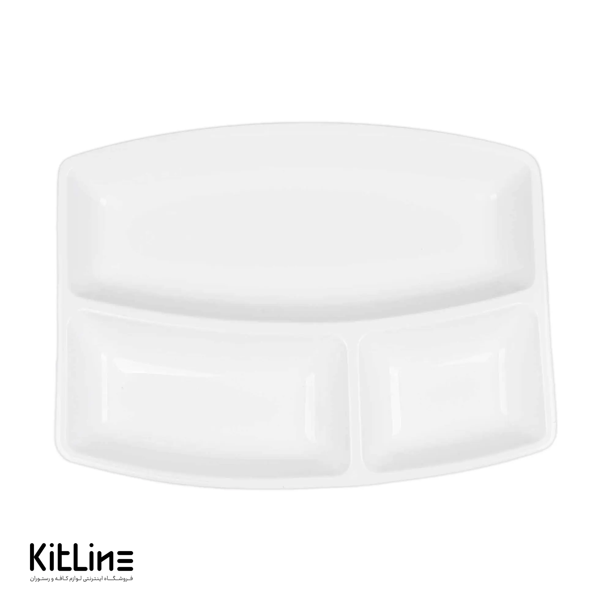 سینی مای سلف چینی زرین ۳ خانه سفید همراه با درپوش پلی کربنات - تصویر 4