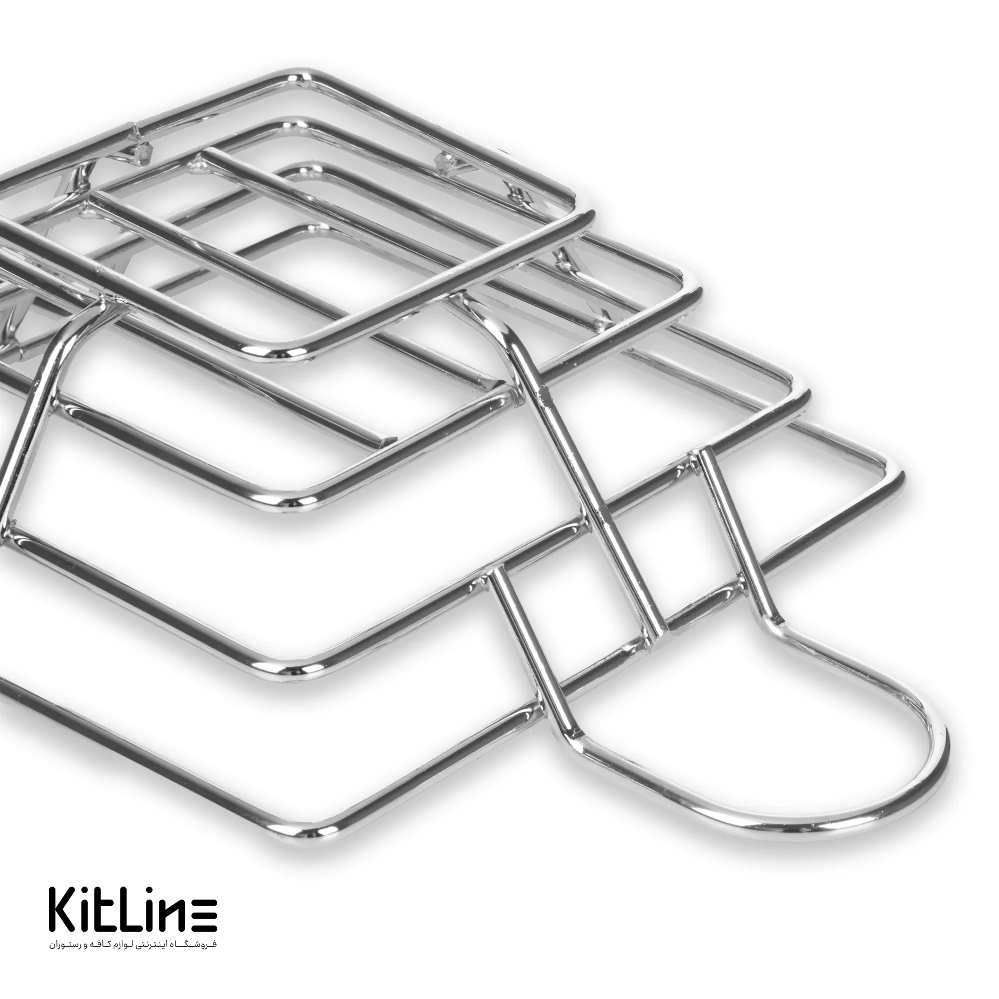 سبد سرو مربعی ۷×۱۷×۱۷ سانتیمتری فلزی کروم با جای سس کاپ کیچن تک - تصویر 4