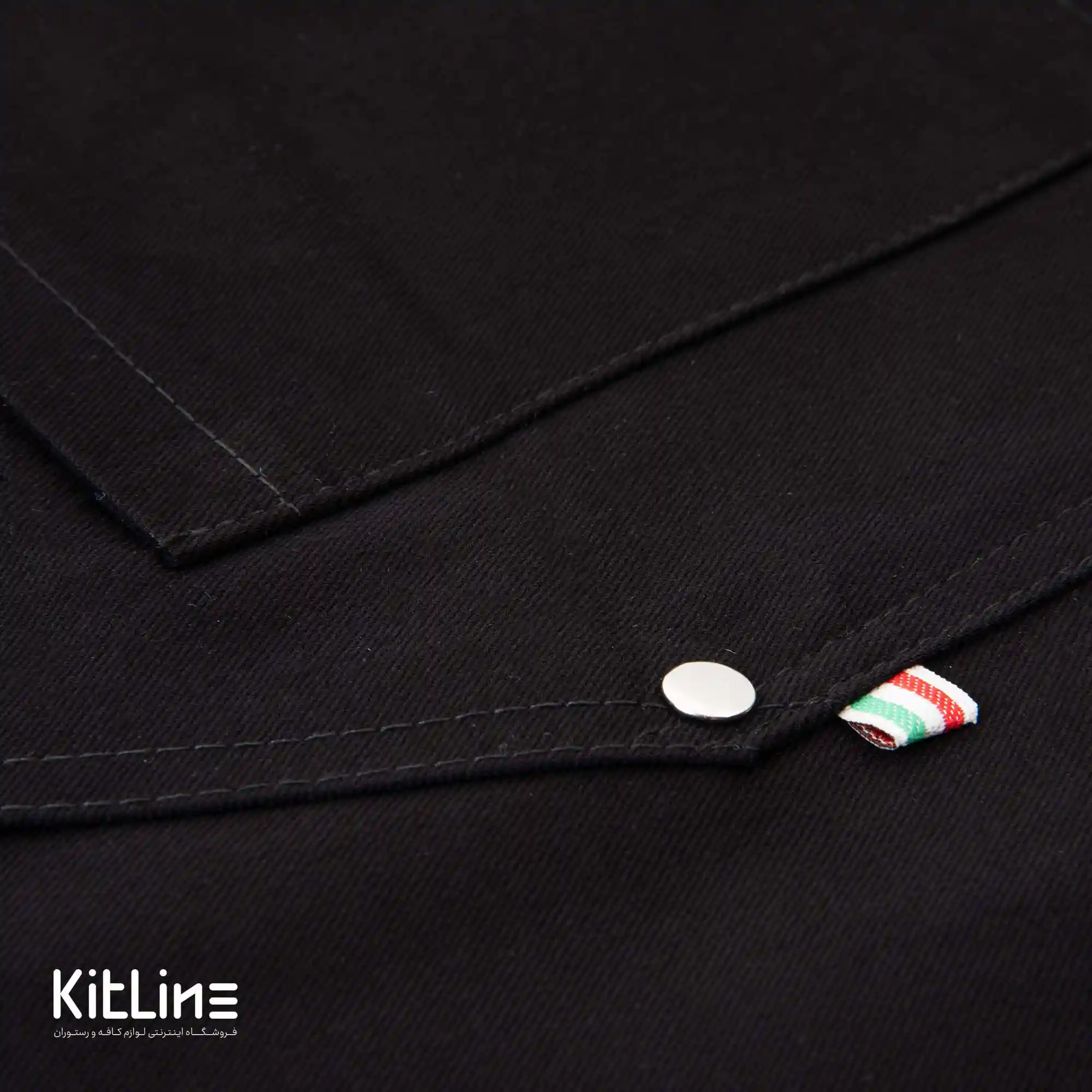 نیم پیشبند کتان کجراه ۳ جیب مشکی - تصویر 4
