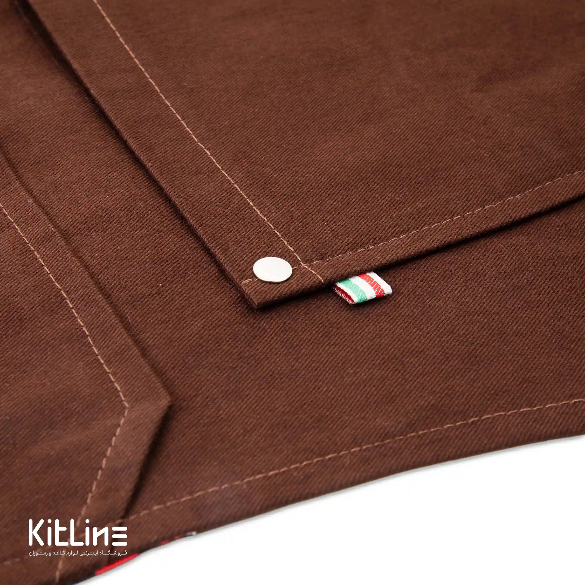 پيشبند کتان کجراه ۳ جیب قهوهای کیوان - تصویر 4