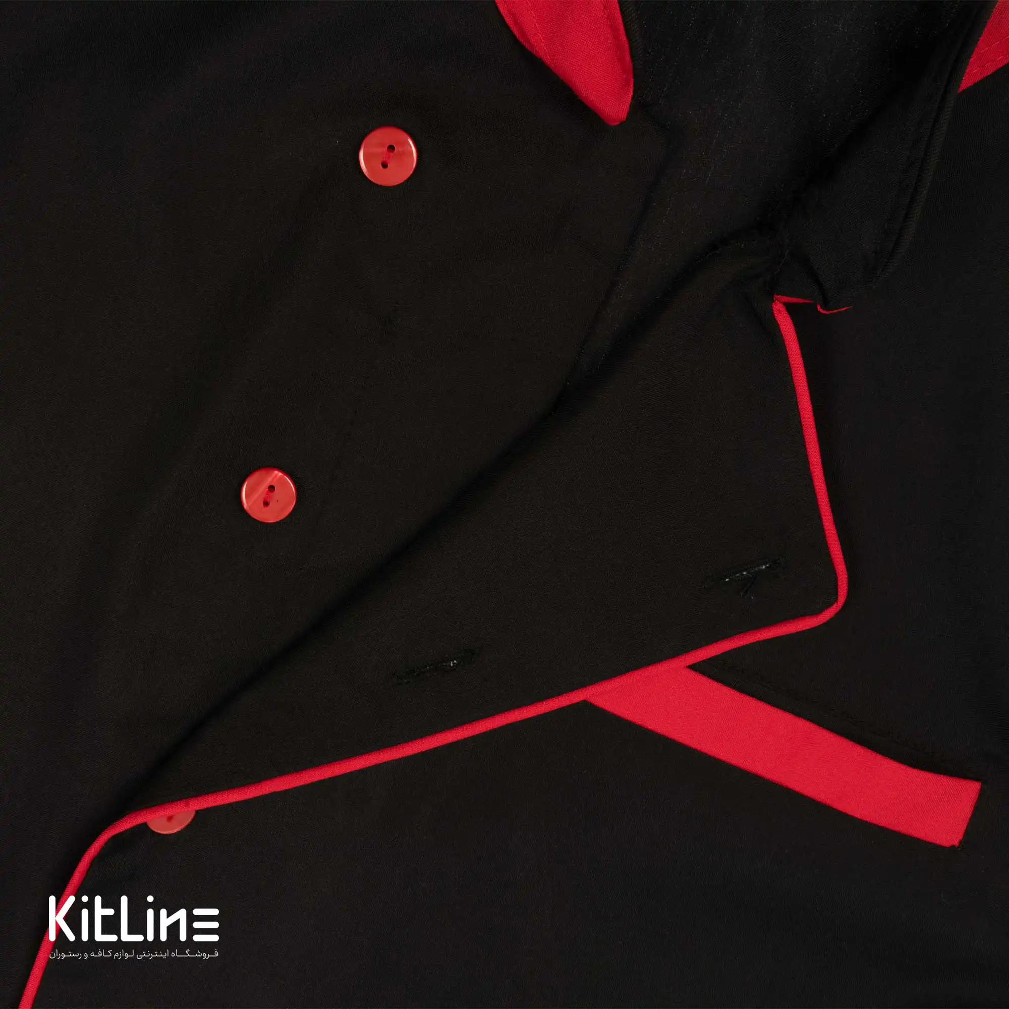 روپوش مشکی آستین کوتاه خرج کار قرمز تک فرم مدل ويرا - تصویر 4