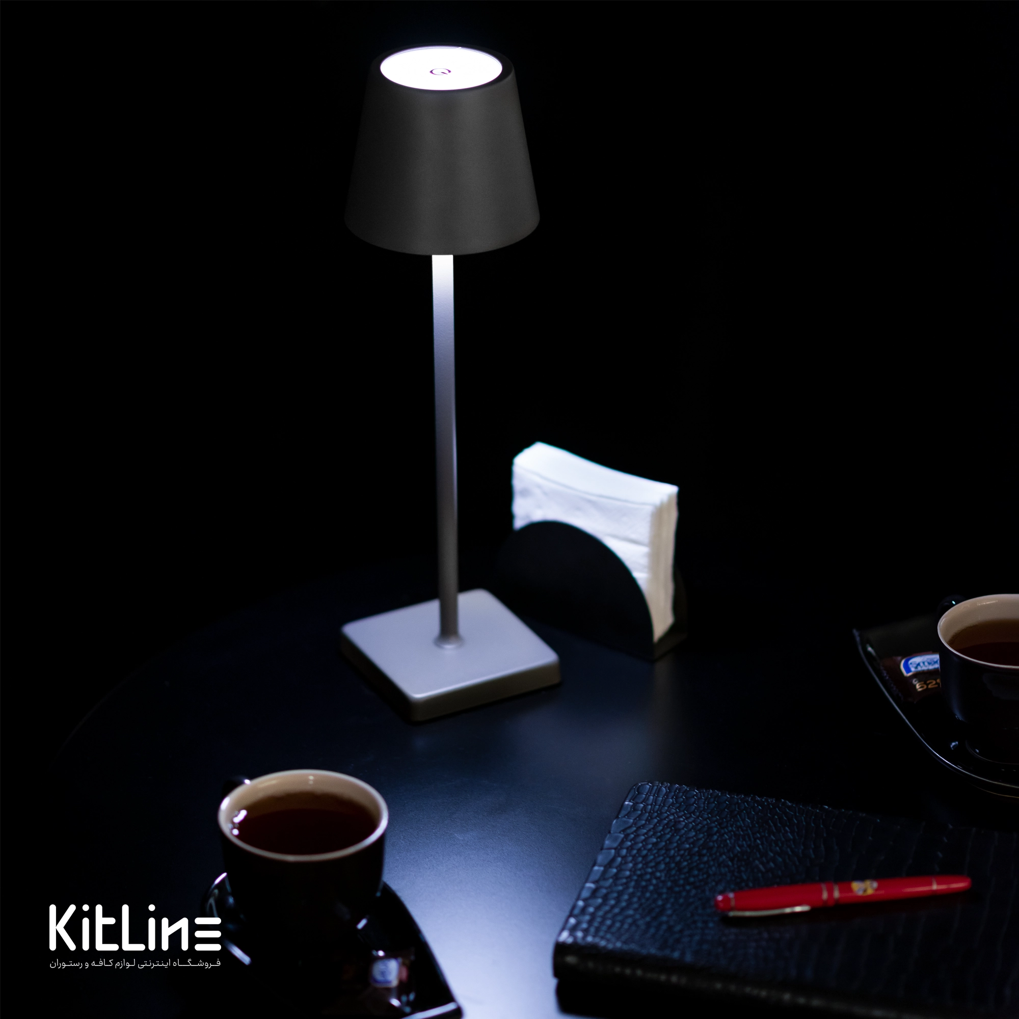 آباژور لمسی رومیزی شارژی طوسی (مدل MP-007) - تصویر 7