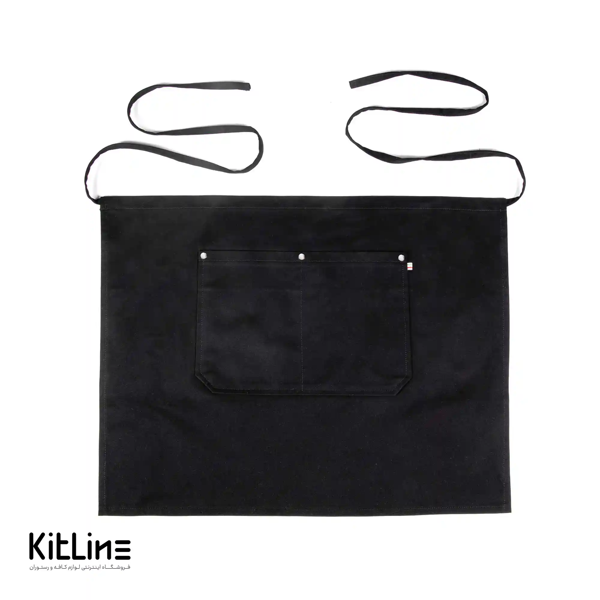 نيم پيشبند کتان کجراه ۲ جیب مشکی کیوان - تصویر 3