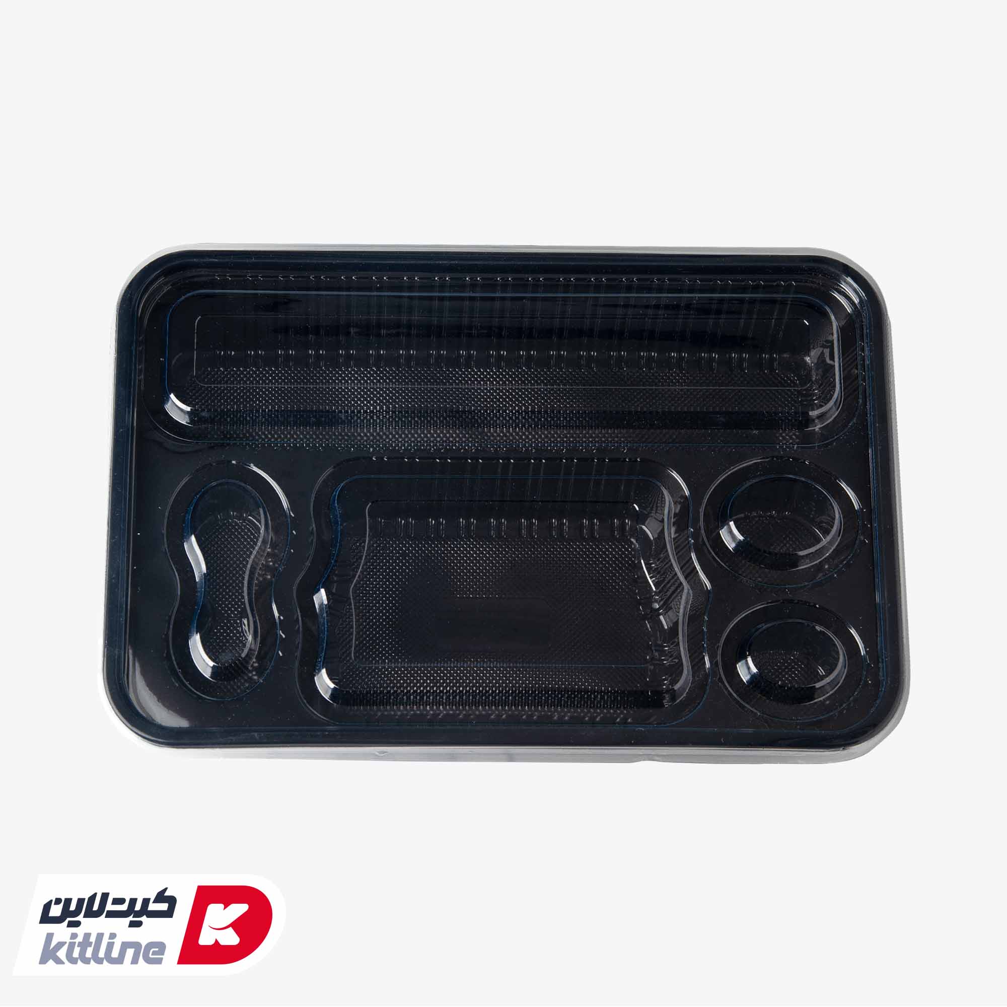 ظرف یکبار مصرف پنج خانه ۲۶×۴۰ سانتیمتری مشکی همراه در شفاف (کارتن ۱۰۰ عددی) - تصویر 5