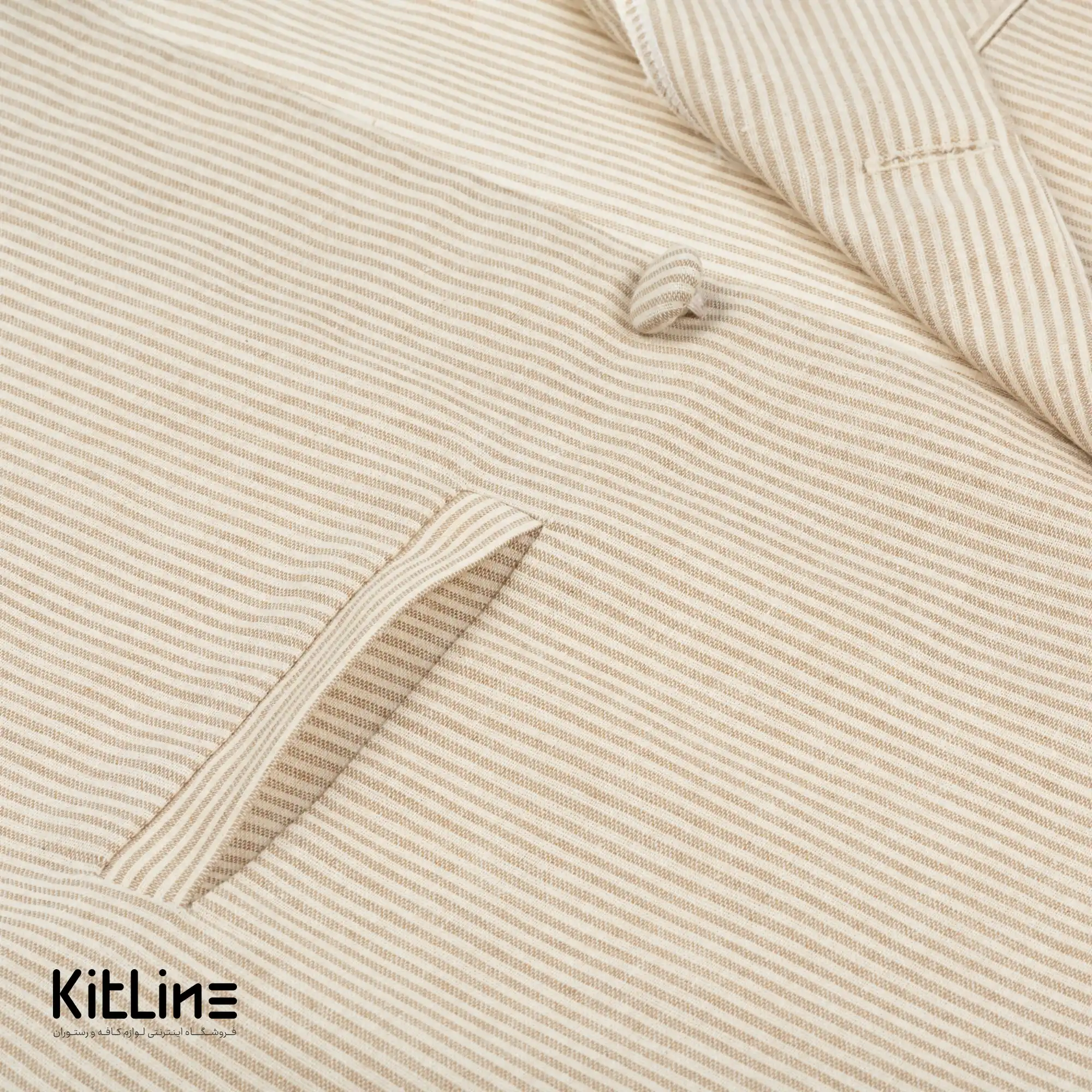 جلیقه لینن راه راه رنگ کرم برند S.R - تصویر 5