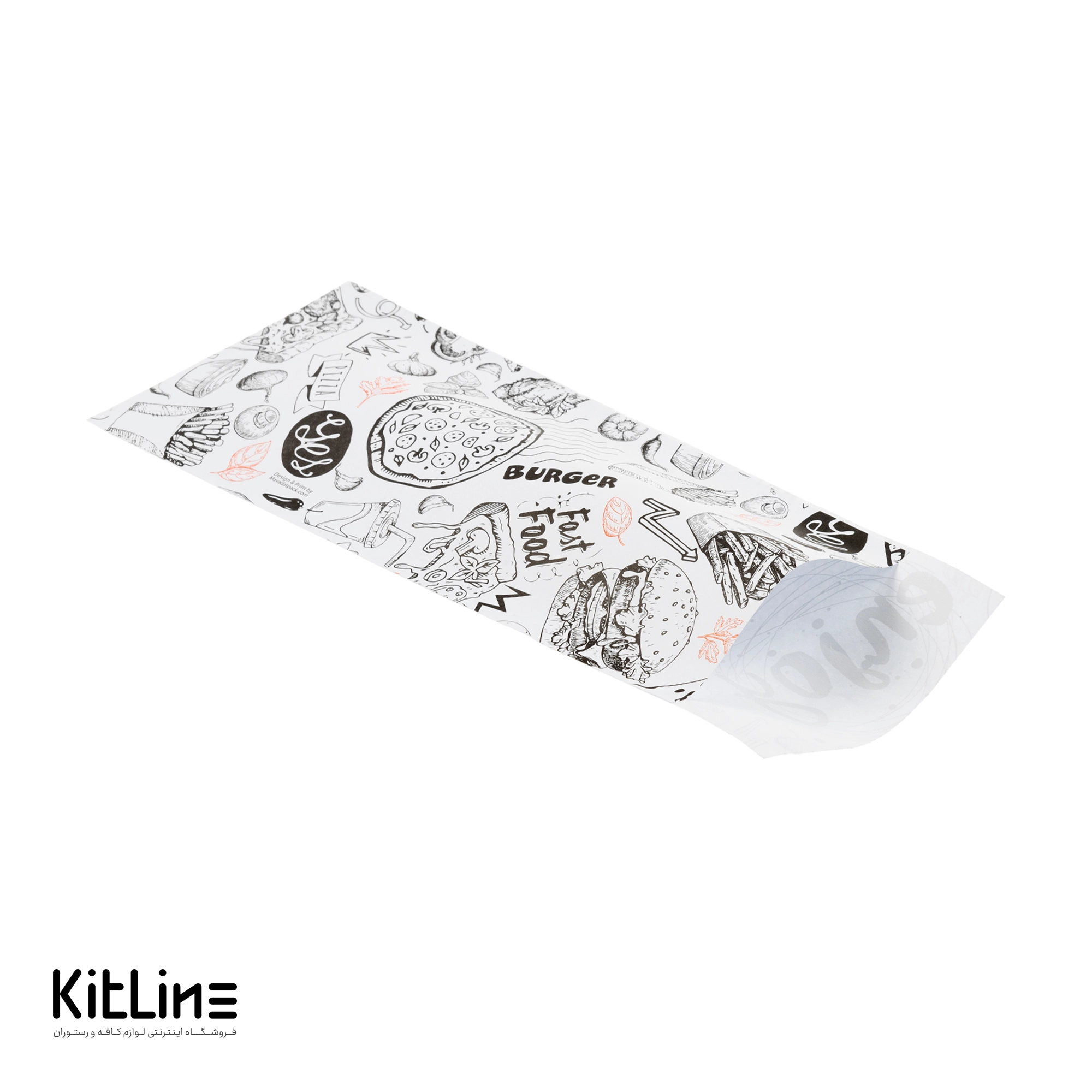 پاکت یکبار مصرف کاغذی قاشق و چنگال ۱۰×۲۴ سانتیمتری طرح رگباری نارنجی و مشکی (کارتن ۲۵۰ عددی) - تصویر 3