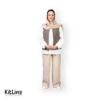 شلوار کمرکش لینن کرم S.R